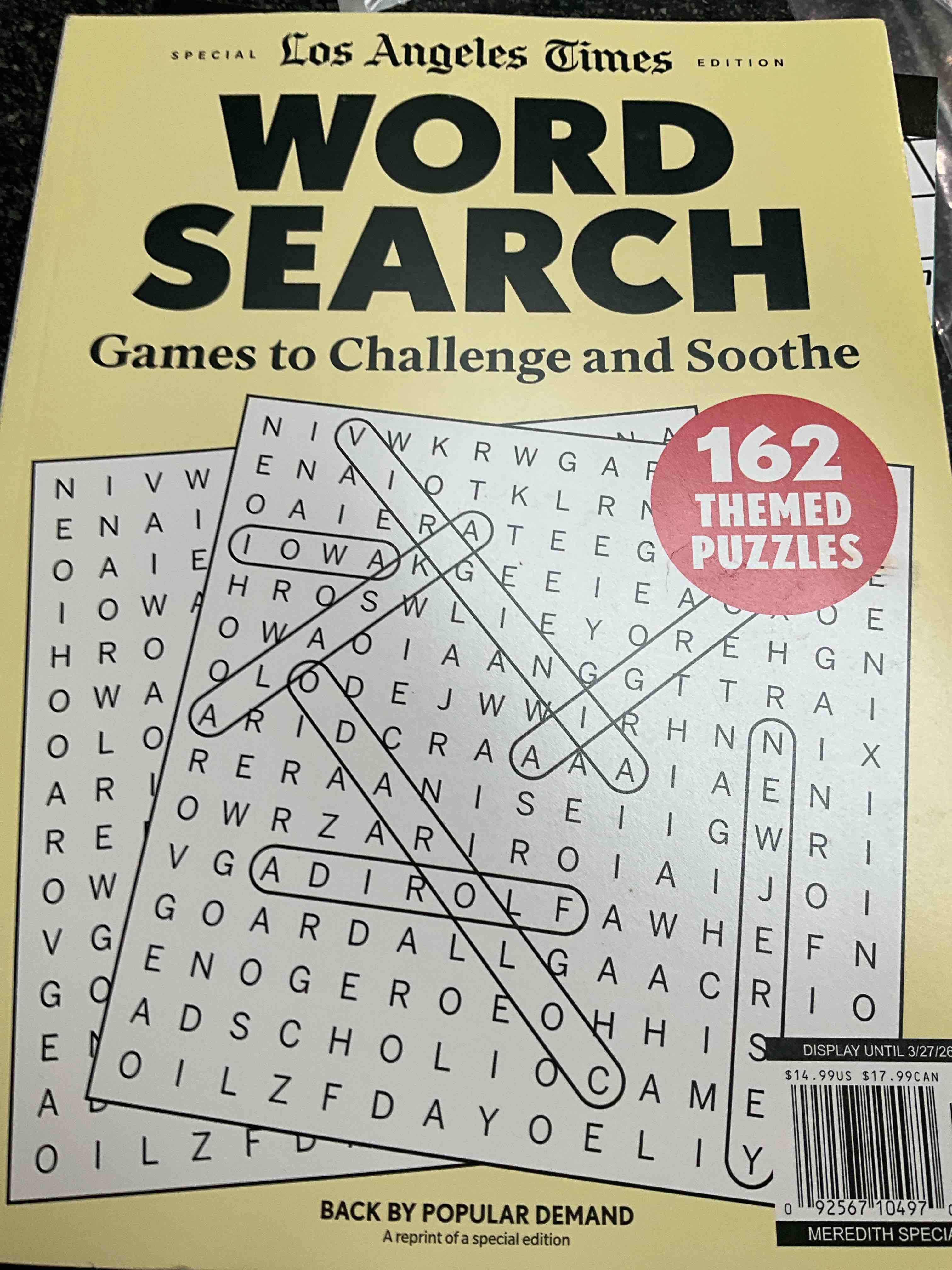 Condition photo showing New/Like New for Los Angeles Times - Special Edition - Word Search - Games to Challenge and Soothe - 162 puzzles