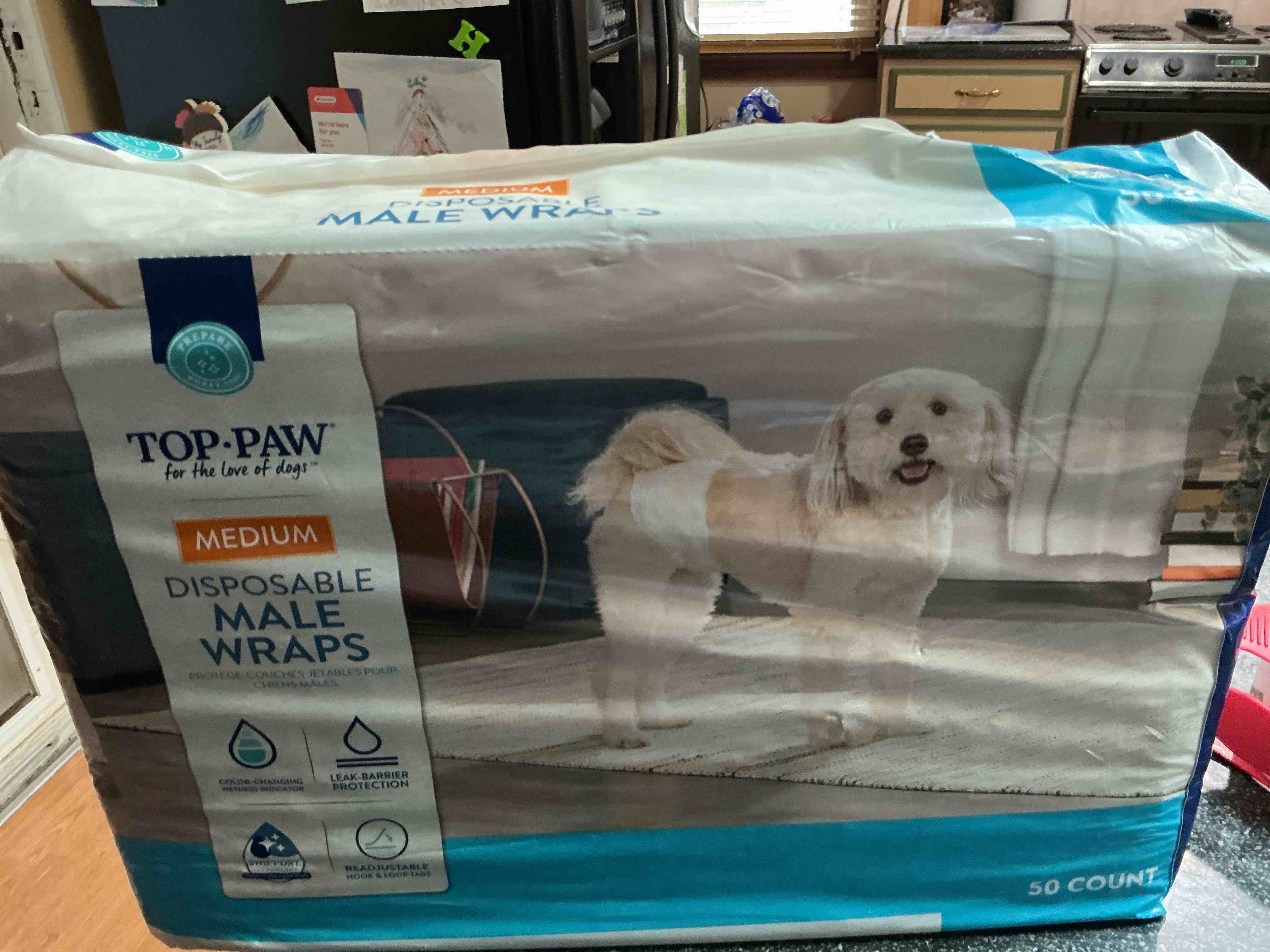 Top - Paw Disposable Male Wraps Size M. 50 Count