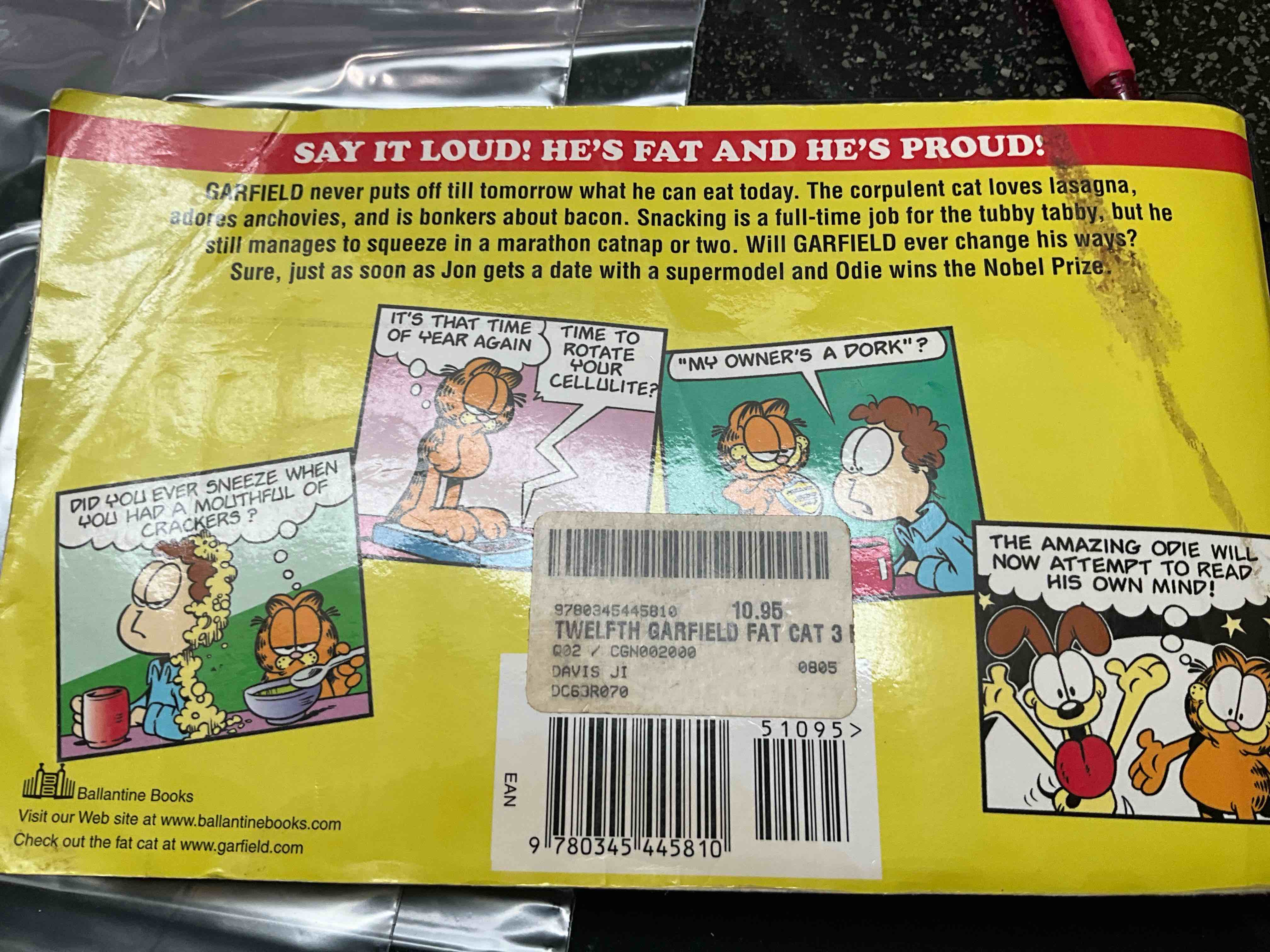 Condition photo showing As Is for The Twelfth Garfield Fat Cat 1 Book 