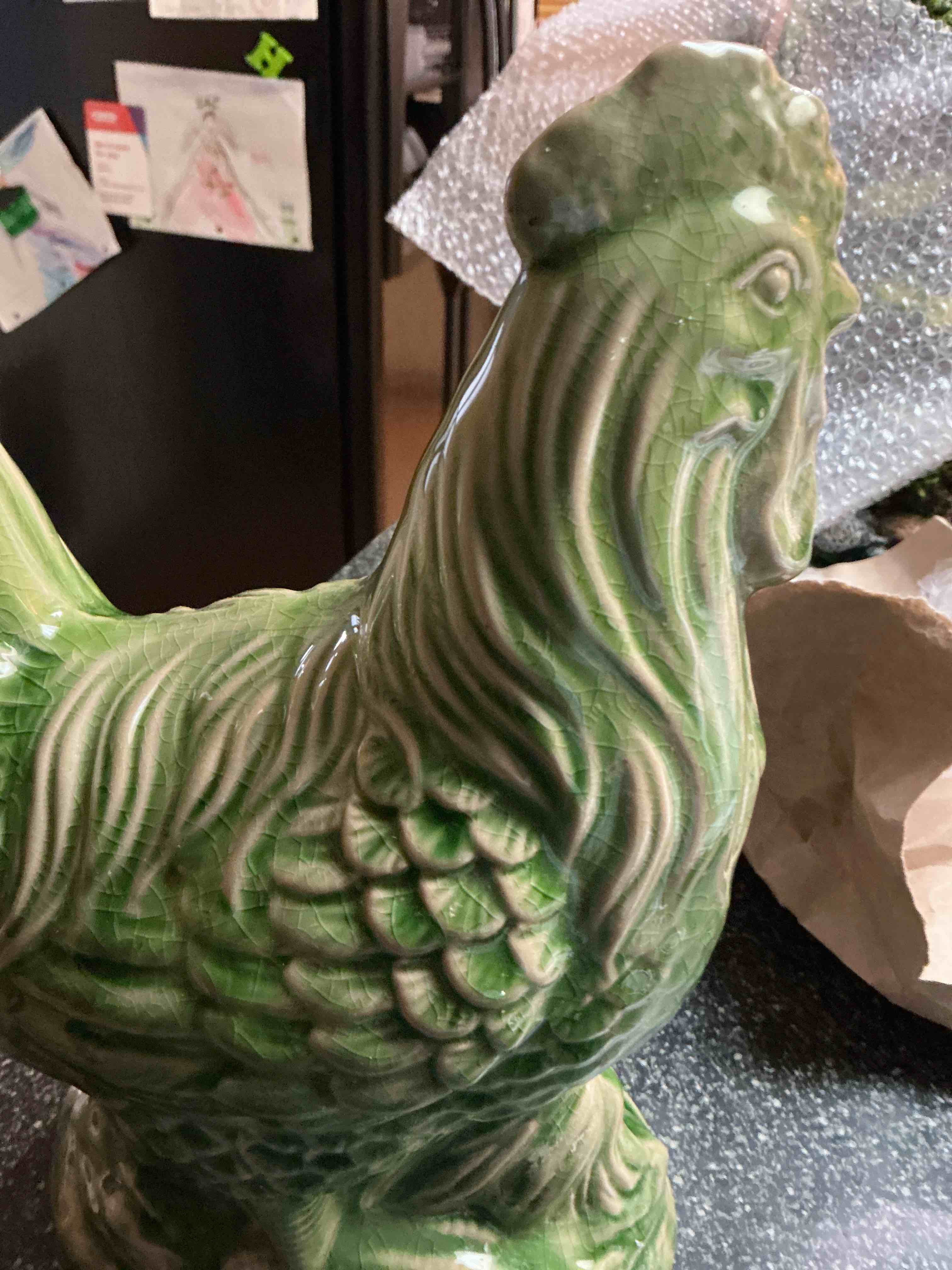 Condition photo showing New/Like New for Vintage Painted Pottery Figurine Rooster 