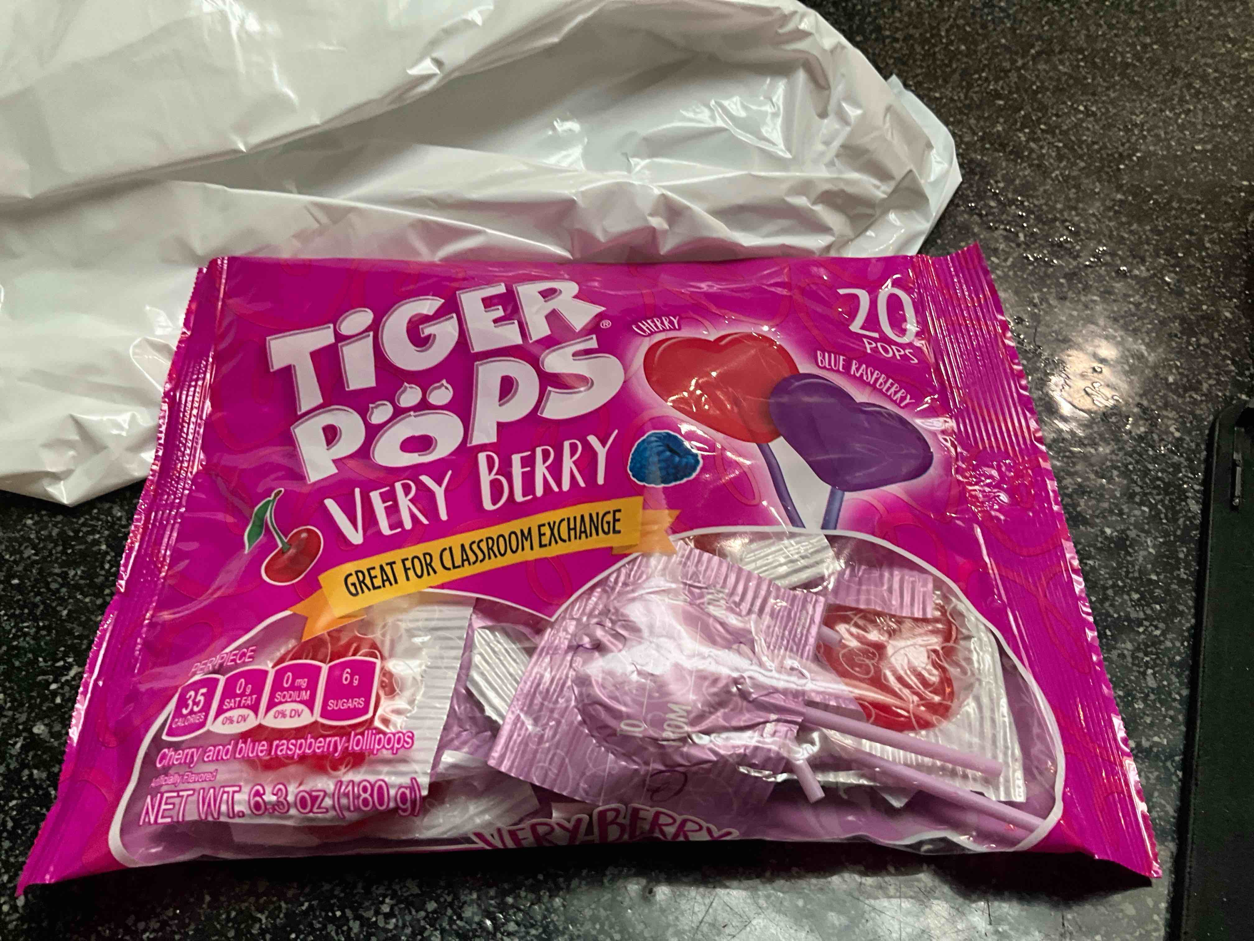 Tiger Pops - 20 count - Very Berry - Cherry/Blue Raspberry 