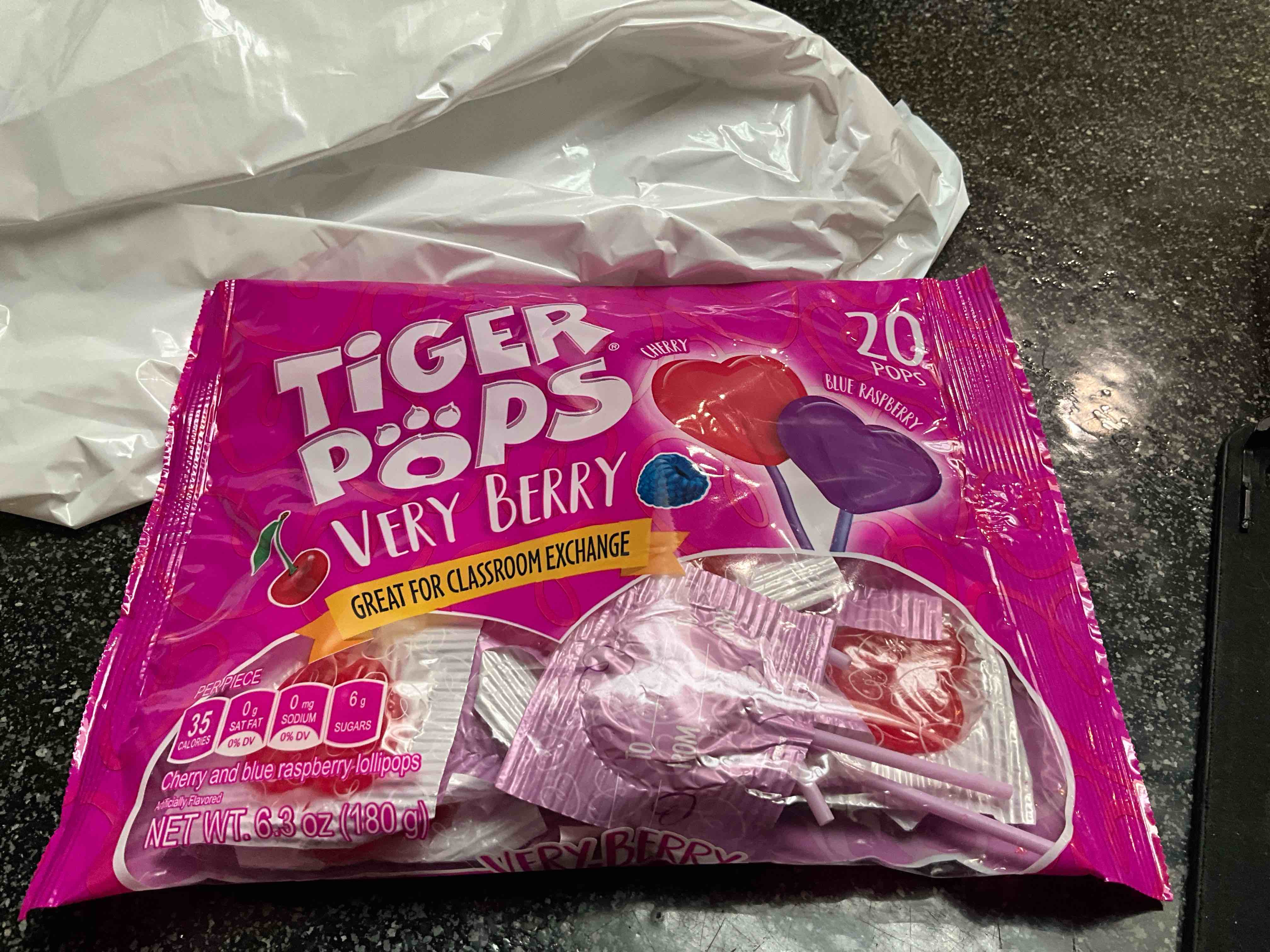 Condition photo showing New/Like New for Tiger Pops - 20 count - Very Berry - Cherry/Blue Raspberry 