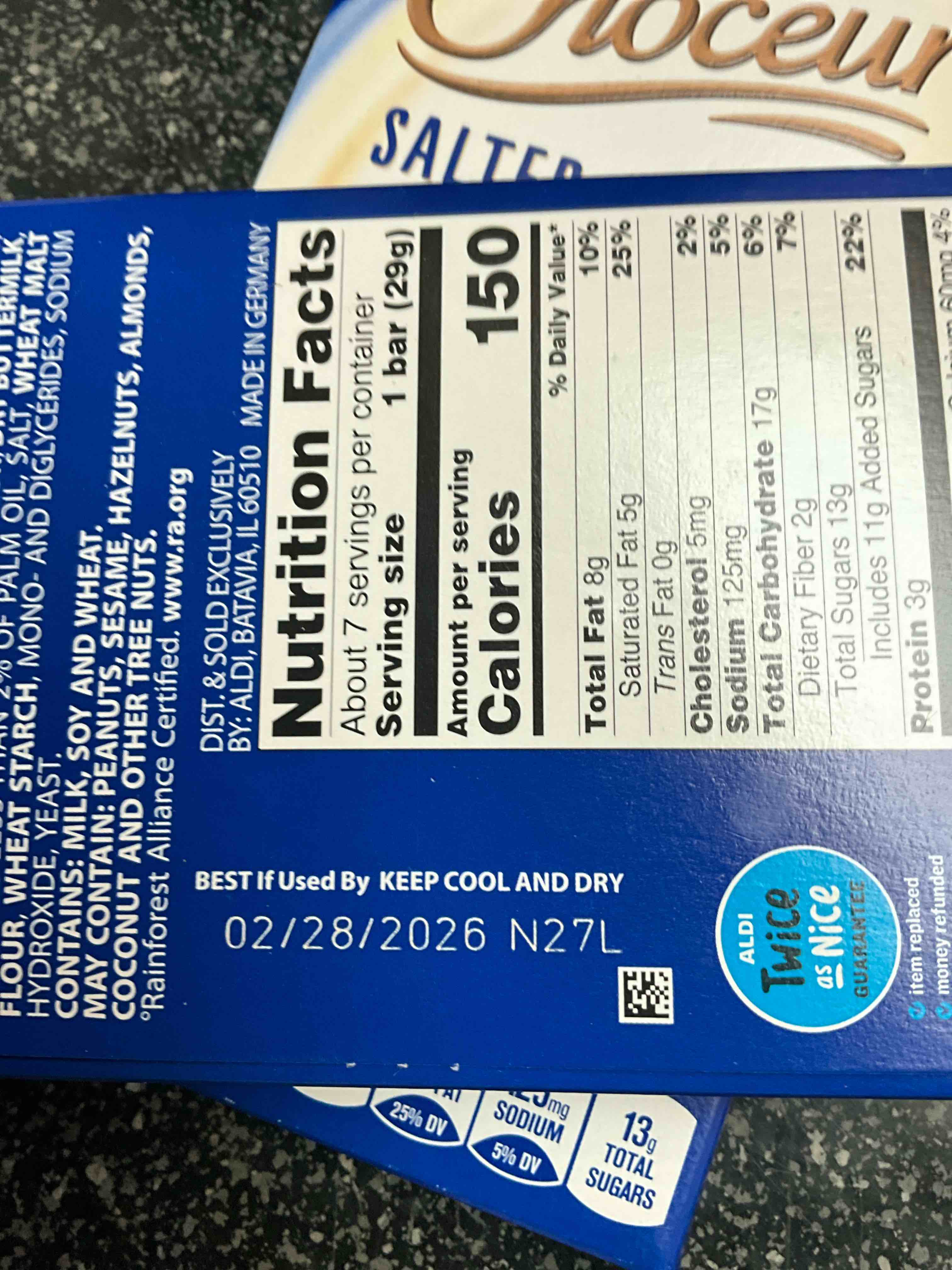 Condition photo showing As Is for Salted Pretzel European Milk Chocolate Bar, Snack Snacking Gift Snack Treat Dessert Food, 7oz Choceur Candy