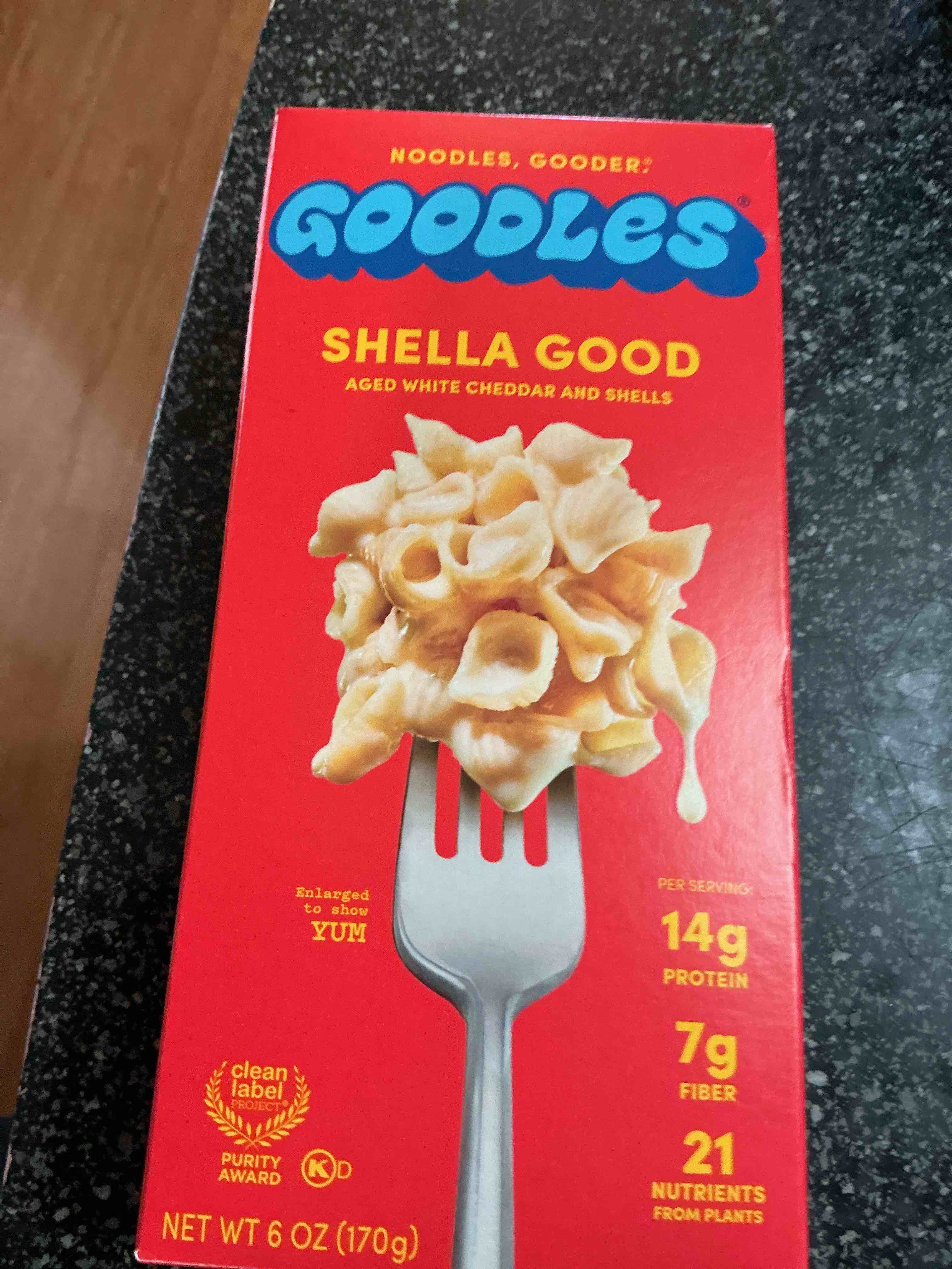Condition photo showing New/Like New for Goodles Shella Good Aged White Cheddar and Shells Pasta - Nutrient Packed with Real Cheese, Fiber, Protein, Prebiotics, Plants, & Vegetables | Non-GMO, Organic Ingredients [Shella Good, 6 oz. 1 Pack]