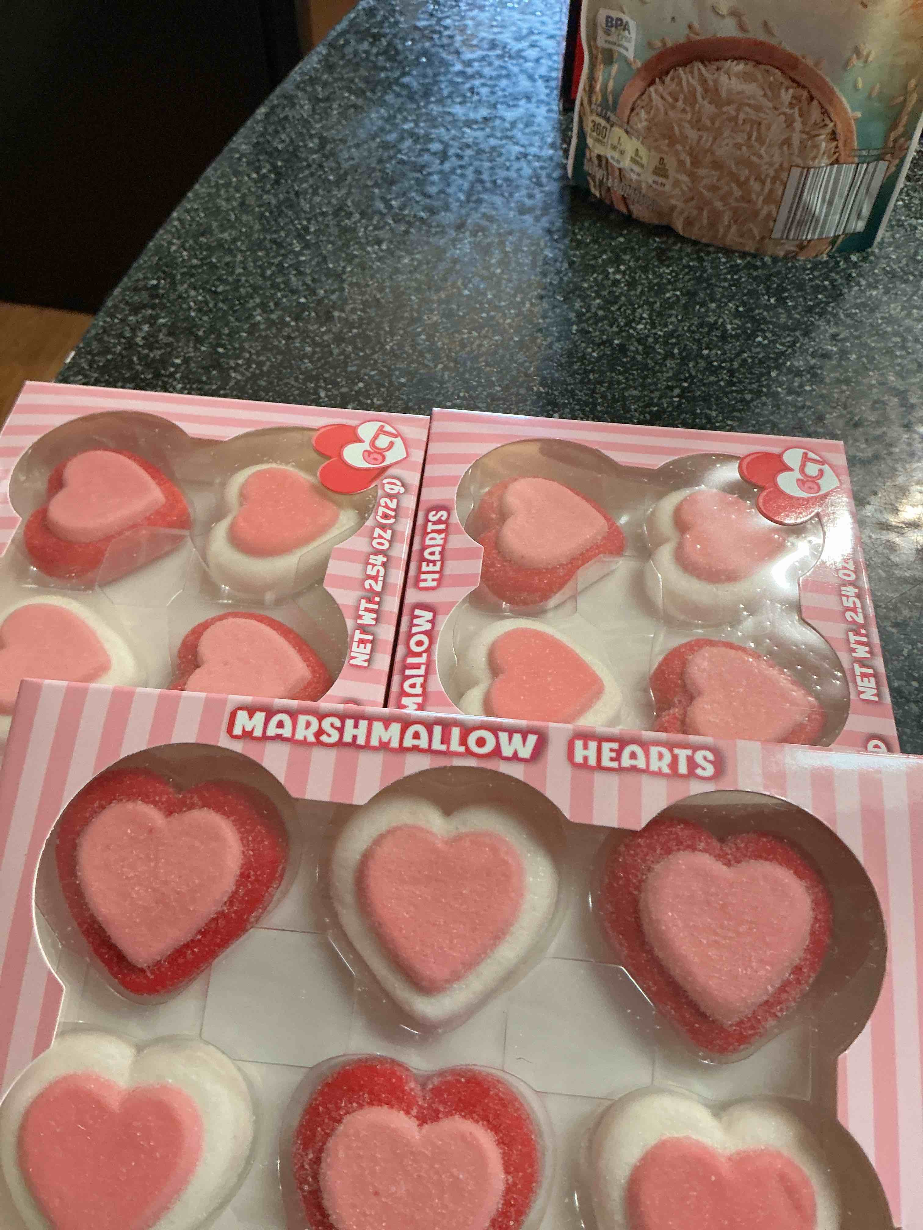 Condition photo showing New/Like New for Marshmallow Hearts 2.54 OZ. 6 Count
