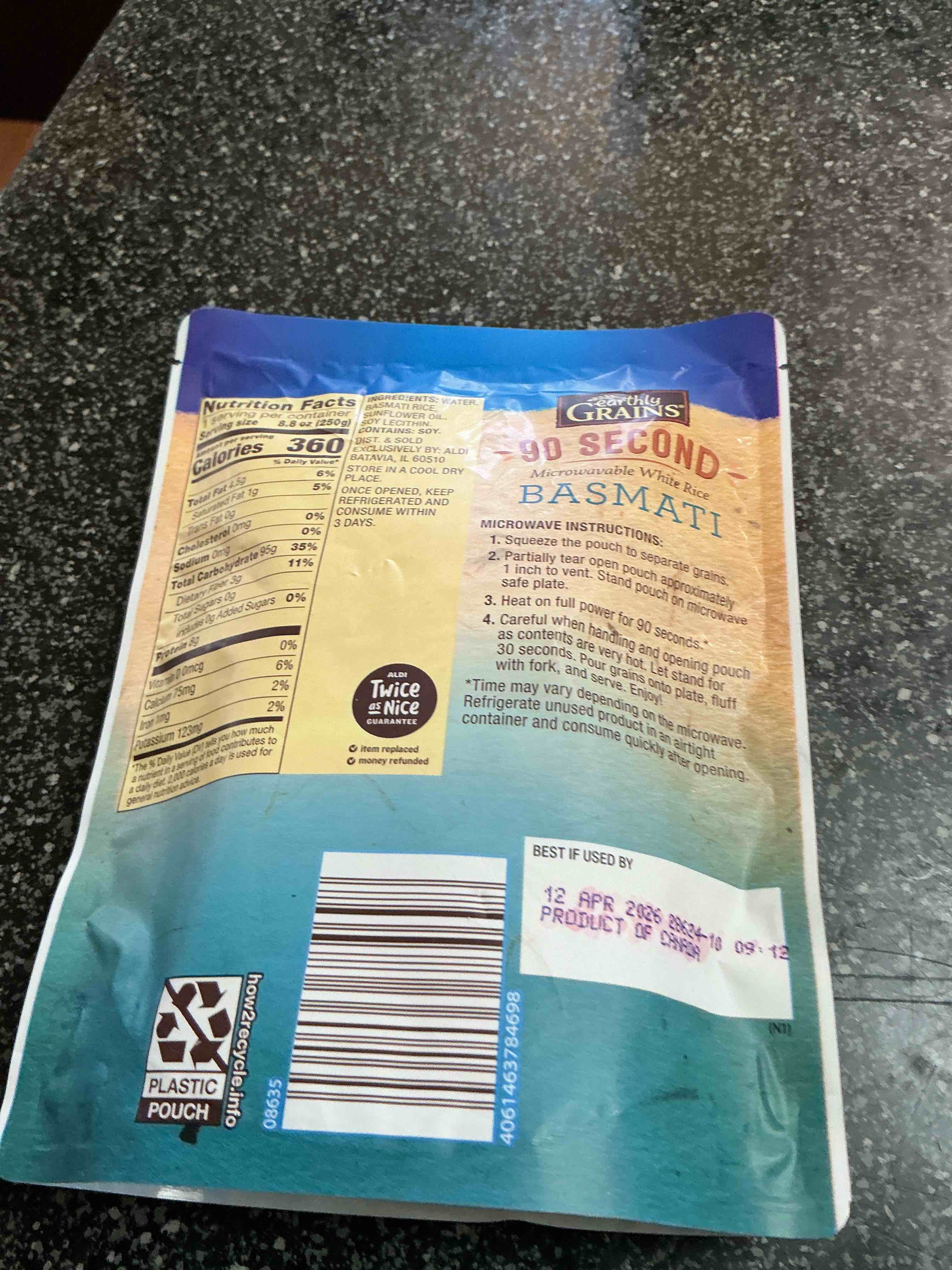 Condition photo showing New/Like New for Earthy Grains 90 Seconds Microwavable White Rice 8.8 OZ. 