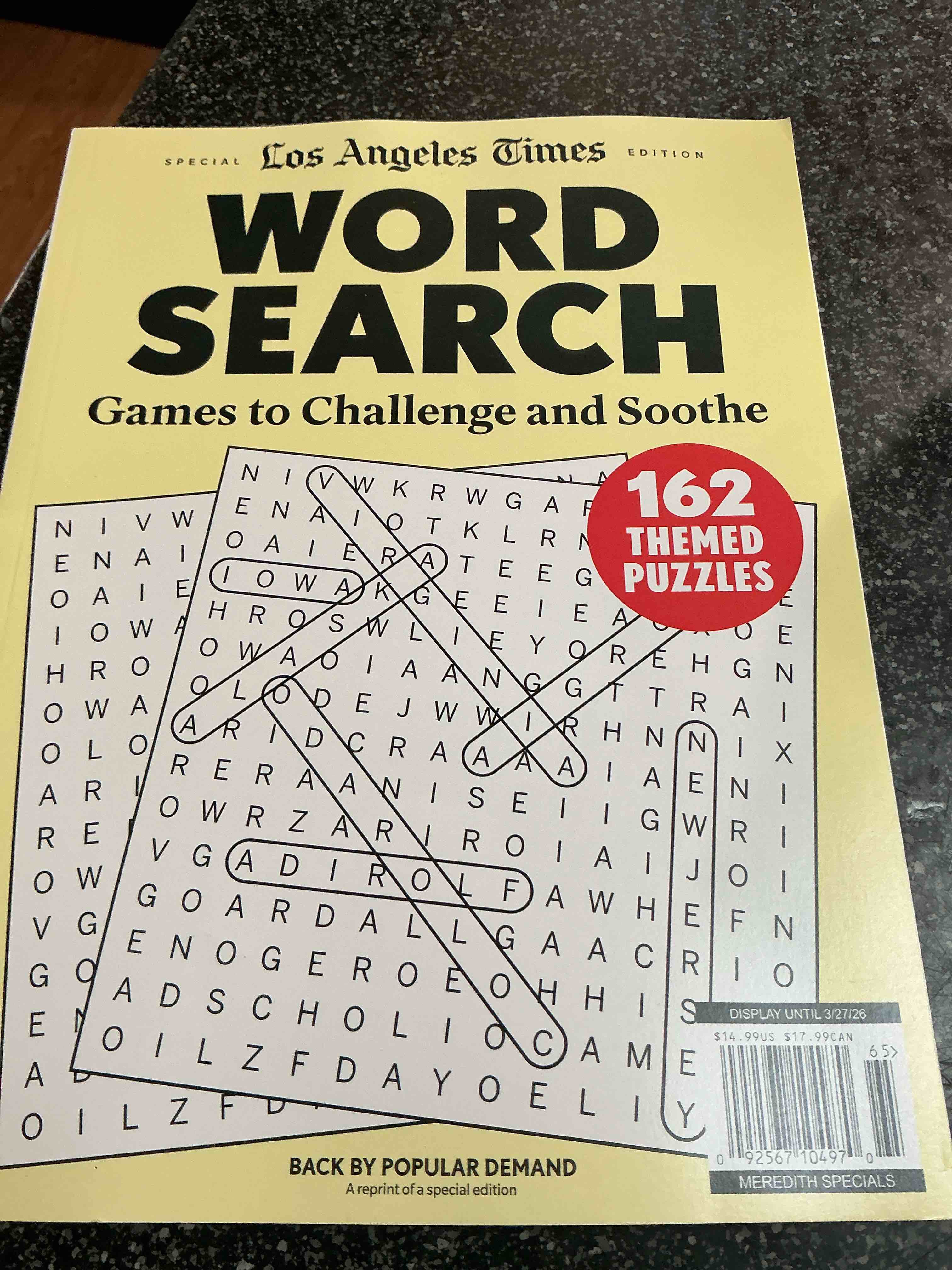 Condition photo showing New/Like New for Los Angeles Times Word Search 162 Themed Puzzles 