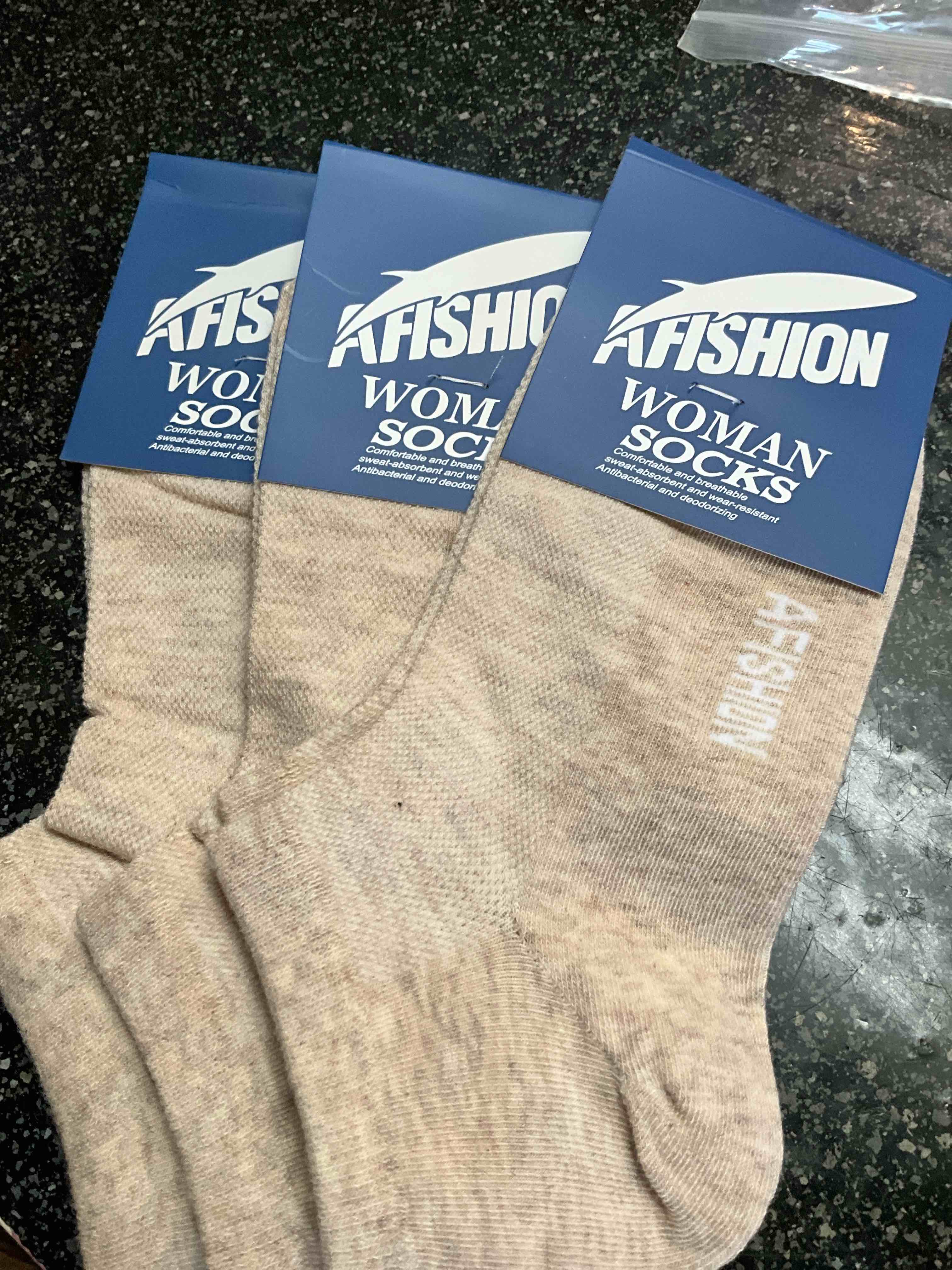 Condition photo showing New/Like New for AFISHION - WOMAN SOCKS - 3 Pair - Lt. Brown - size - 5 - 11