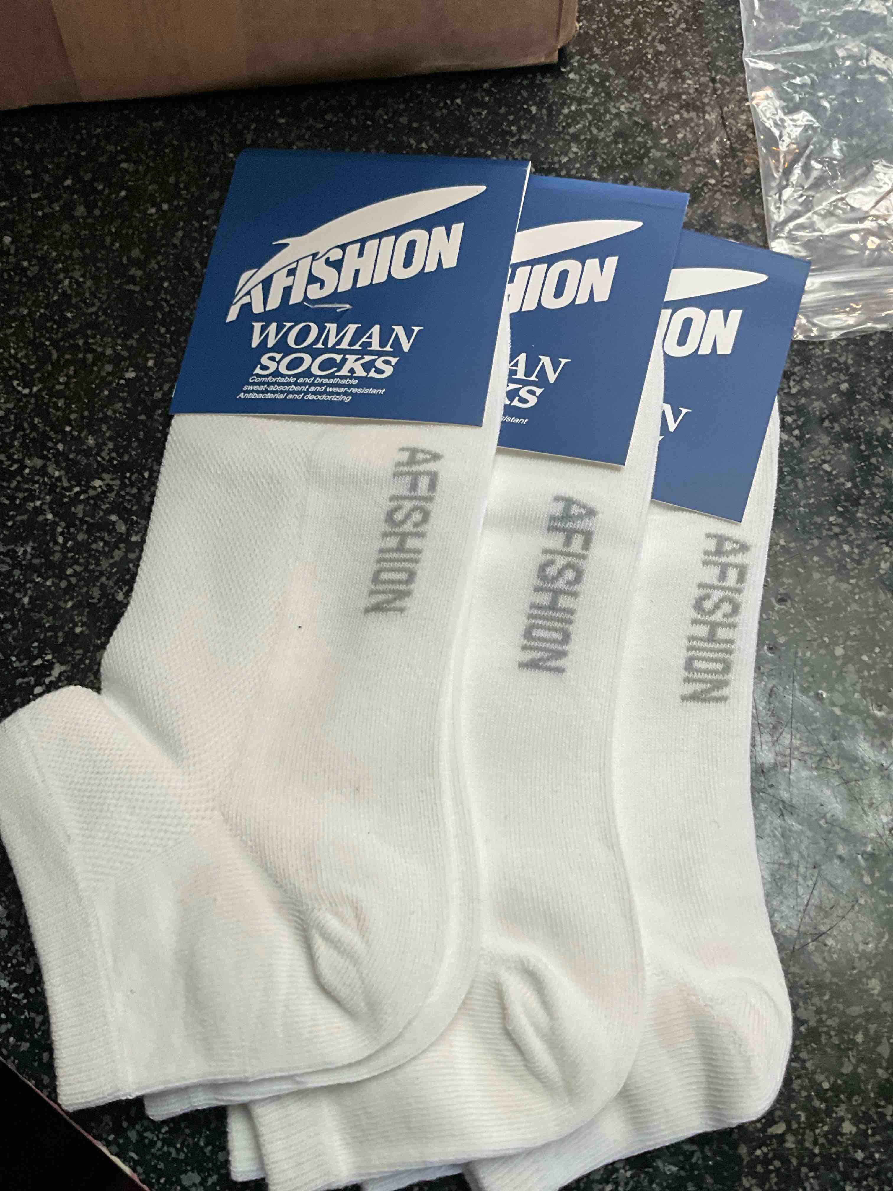 Condition photo showing New/Like New for AFISHION - WOMAN SOCKS - White - 3 pair - size - 5-11