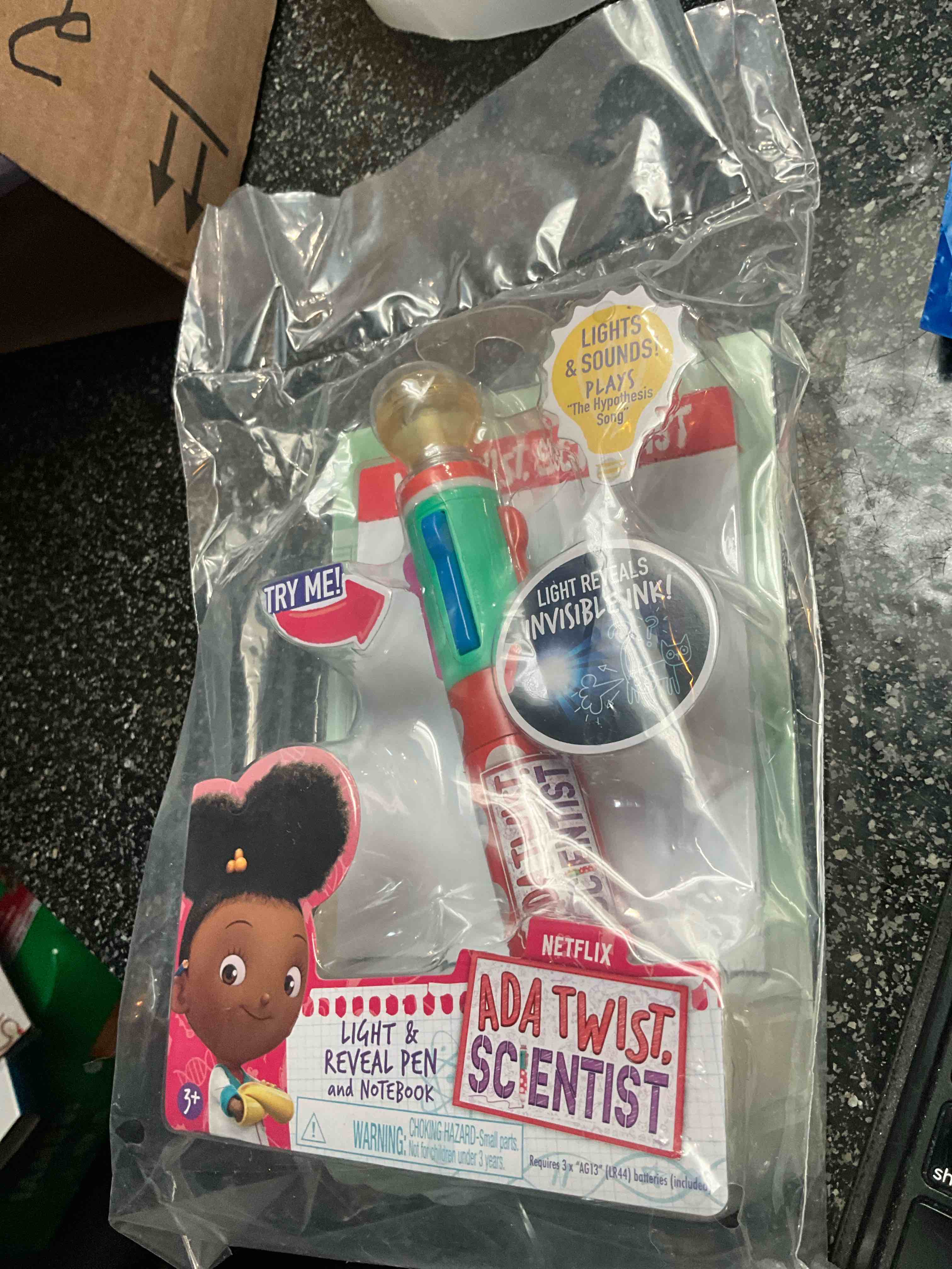 Condition photo showing New/Like New for Ada Twist, Scientist Light and Reveal Pen with Invisible Ink, Lights Up and Plays The The Hypothesis Song, Accessory for Scientist Dress-Up Set, Kids Toys for Ages 3 Up by Just Play