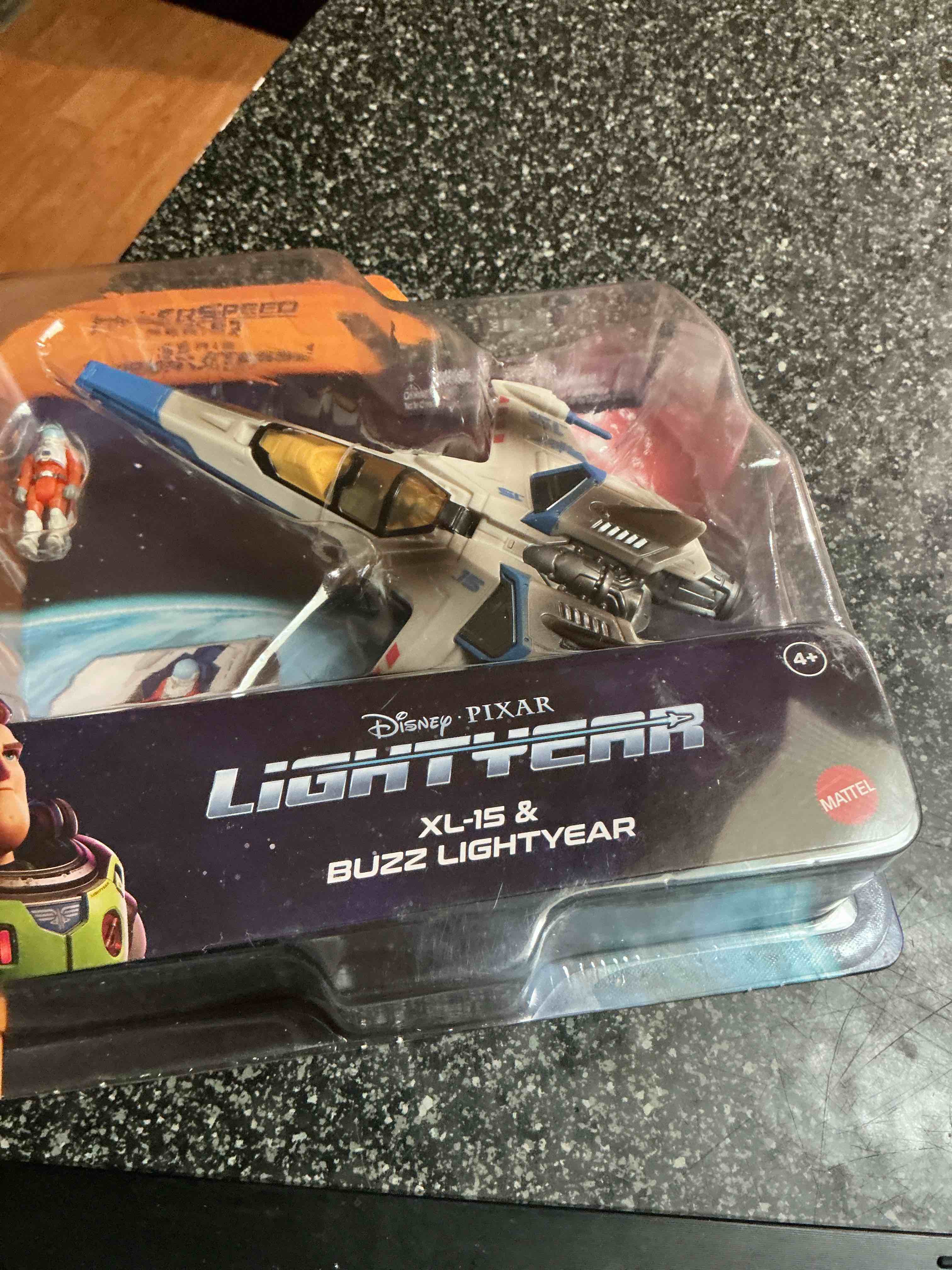 Condition photo showing New/Like New for Mattel Disney Pixar Lightyear Hyperspeed Series Mini Action Figure & Toy Vehicle Set, Buzz Lightyear & XL-15 Spaceship