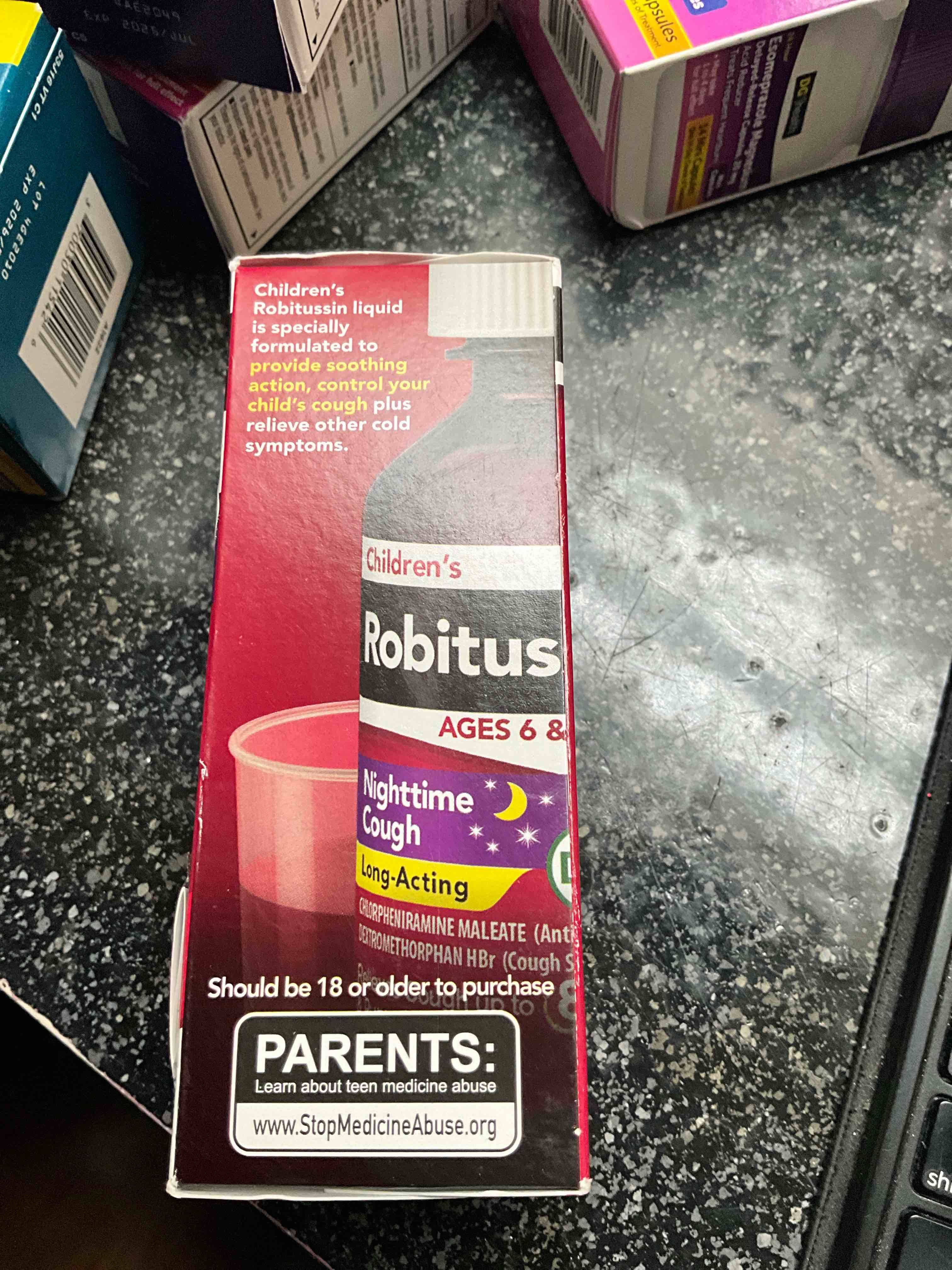 Condition photo showing As Is for Children's Robitussin Nighttime Cough Long-Acting DM, Cough Medicine for Kids, Fruit Punch Flavor - 4 Fl Oz Bottle