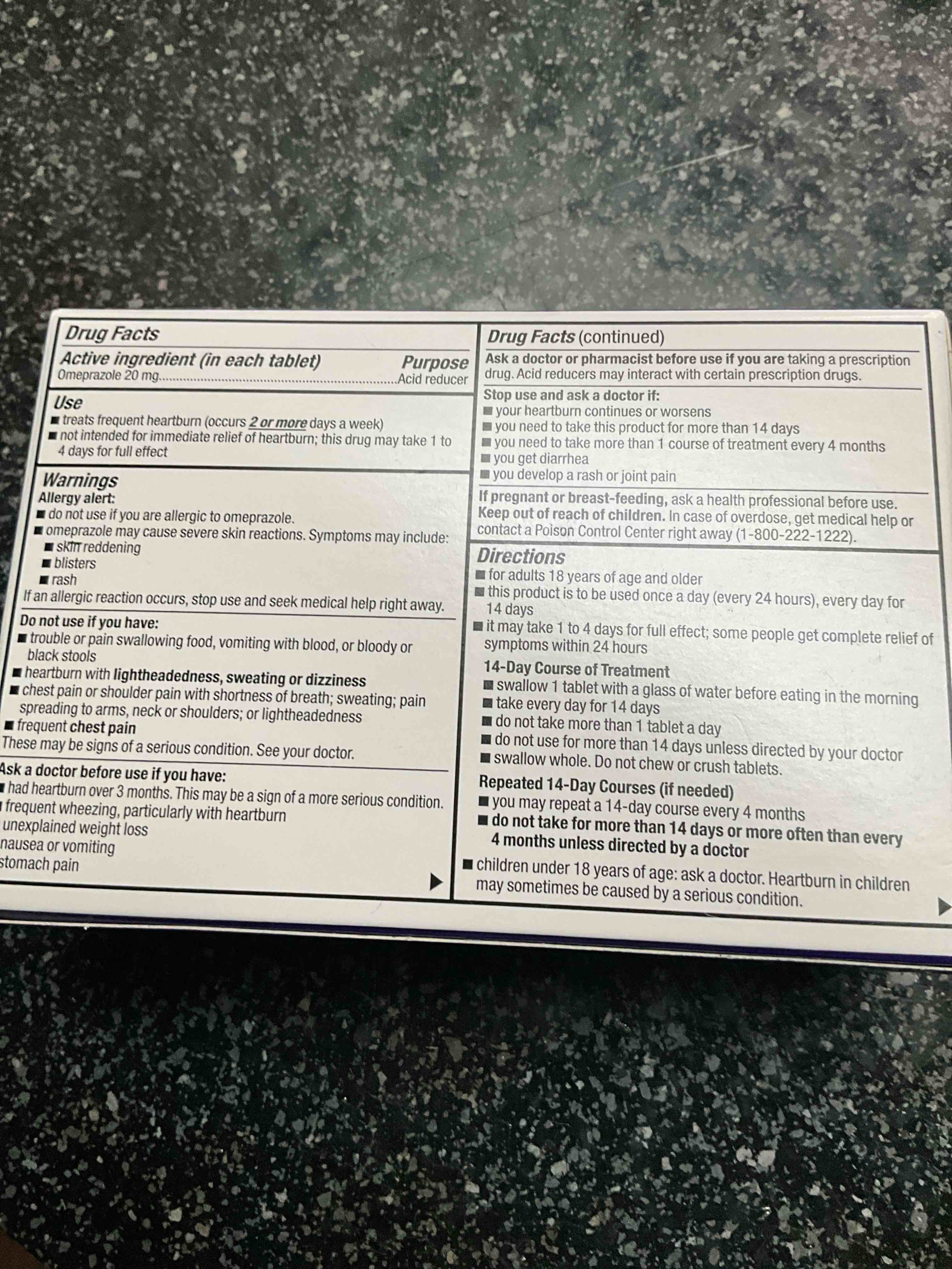 Condition photo showing As Is for DG Health OMEPRAZOLE - Delayed Release - Acid Reducer - 24 hr - 42 Tabs 