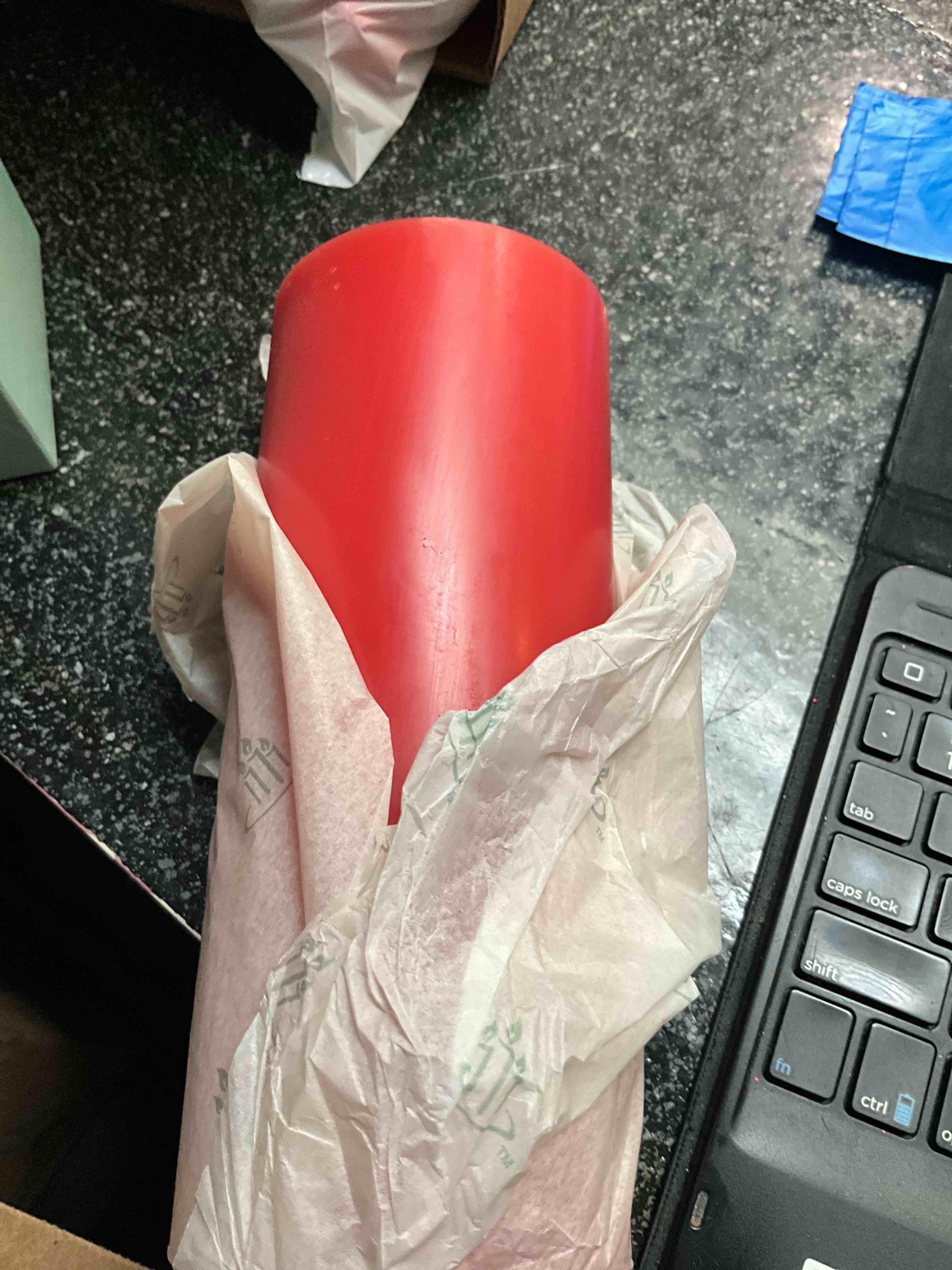 Condition photo showing New/Like New for Party Lite - Pillar Candle - 3 x 7 - Burnt Red 