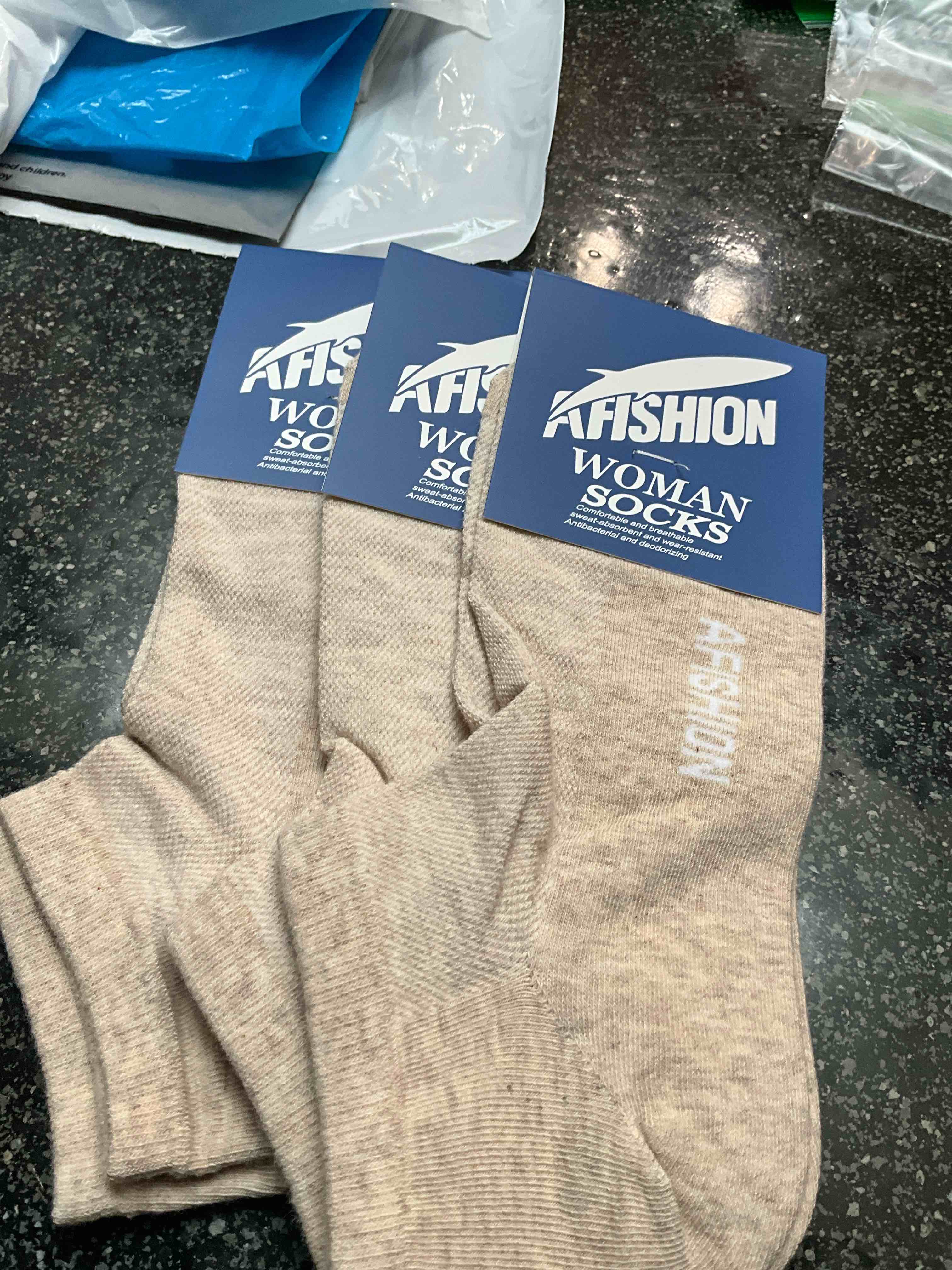 AFISHION - WOMAN SOCKS - Lt. Brown - size - 5-11 - 3 pair