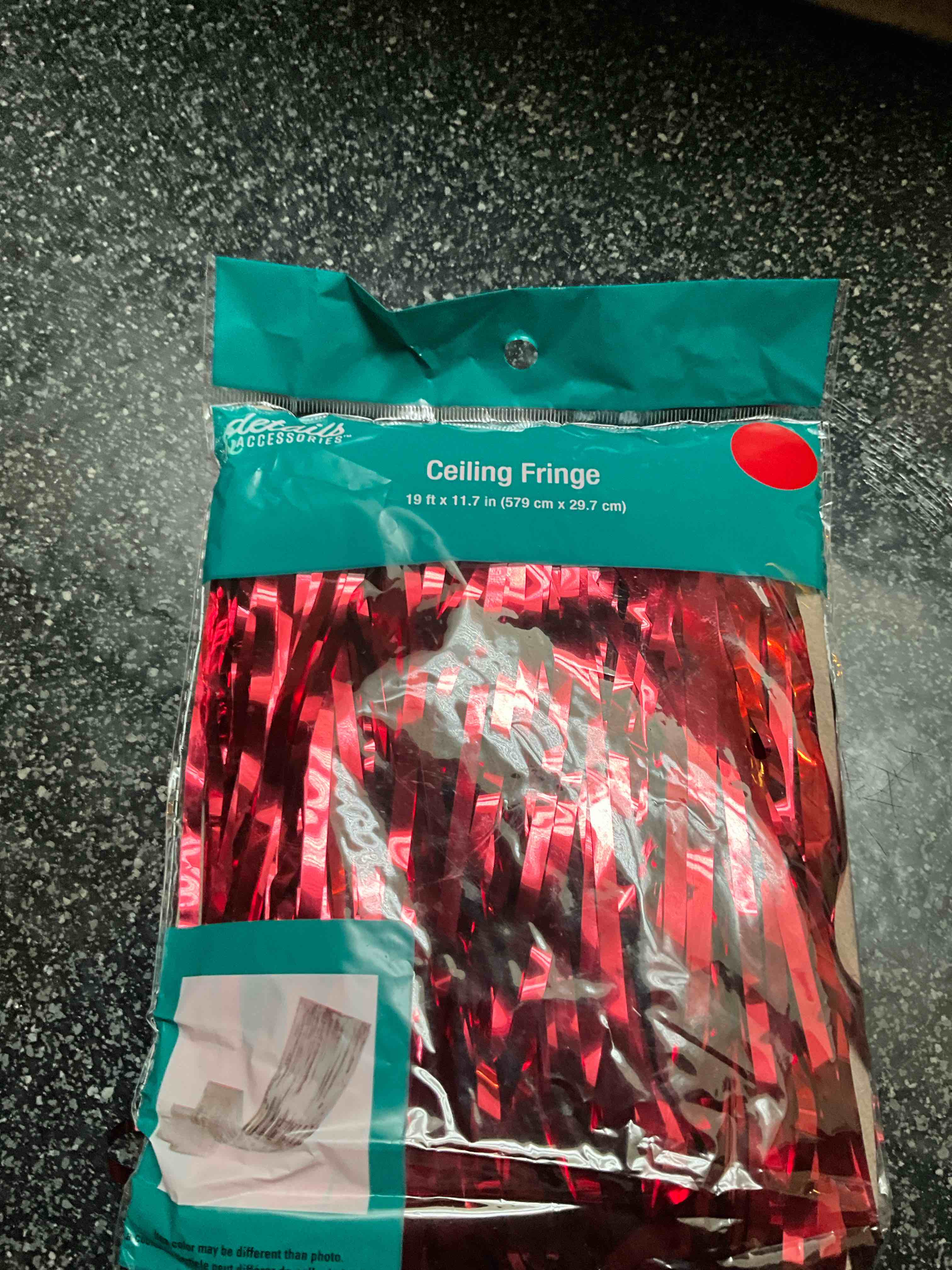 Condition photo showing New/Like New for Ceiling Fringe - 19ft X 11.7” - RED 