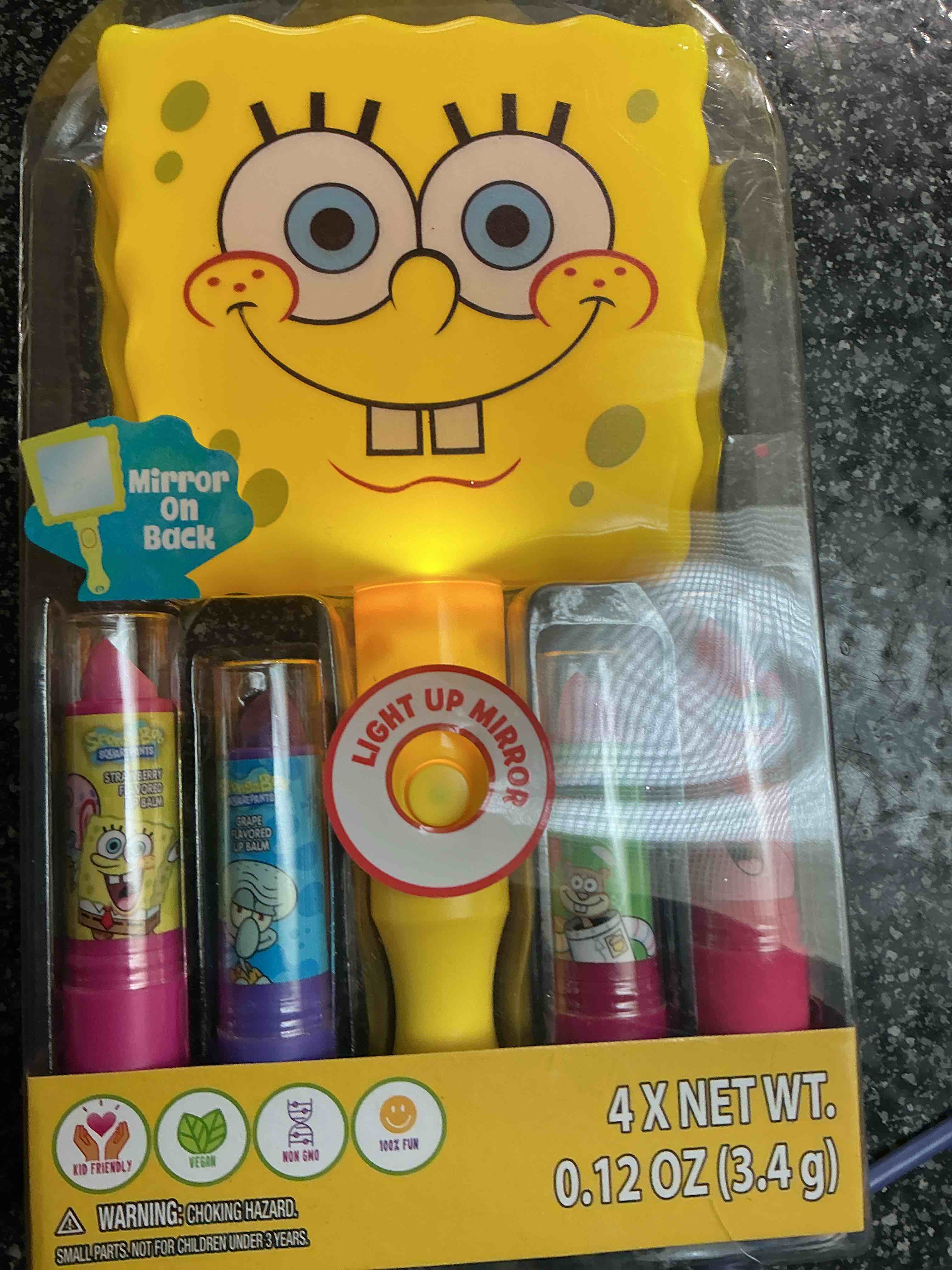 Condition photo showing New/Like New for Sponge Bob Light Up Mirror 4 Lip Gloss 