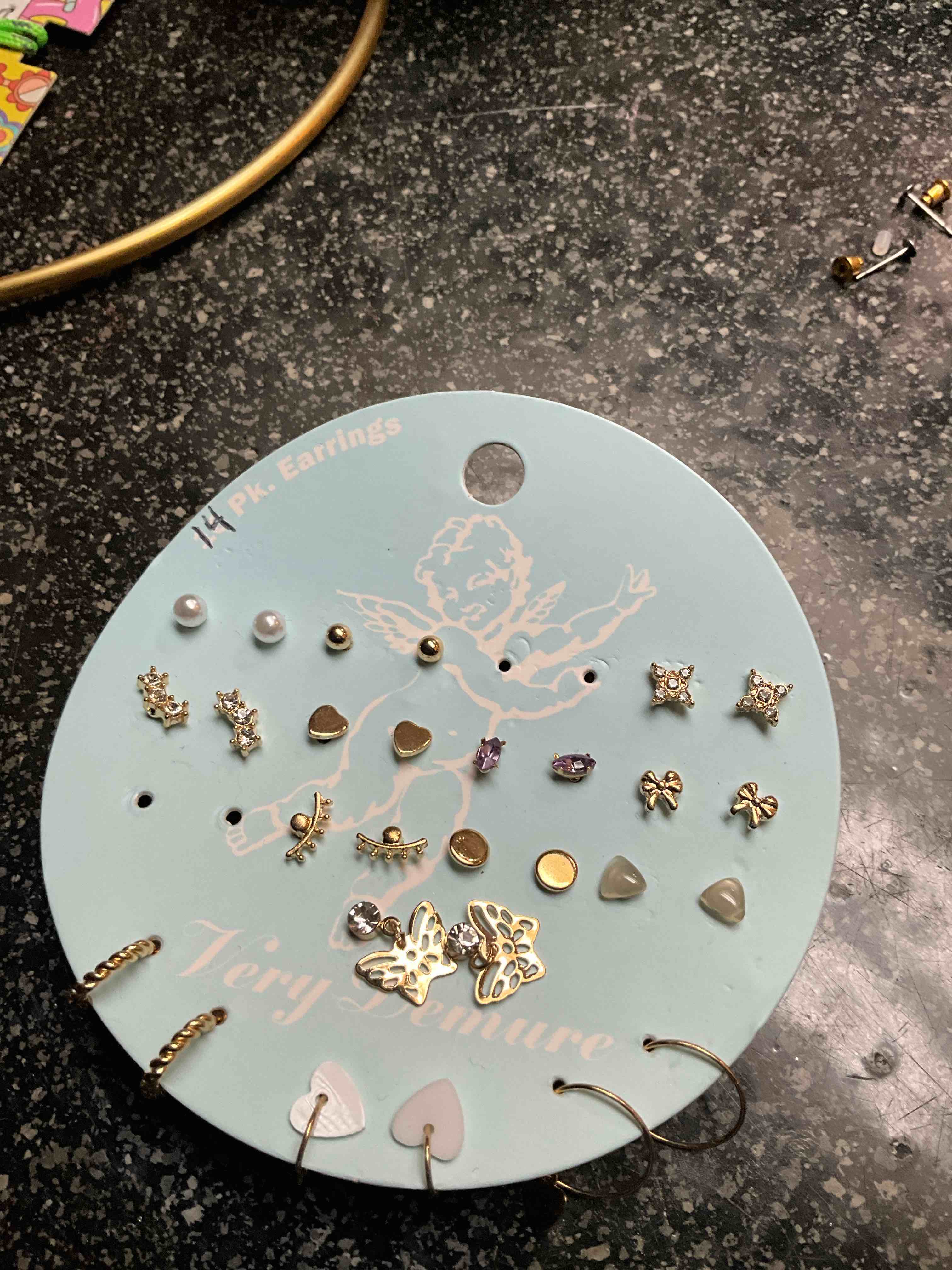 Condition photo showing New/Like New for Gold Hoops & Studs - Earrings - 14 pairs 