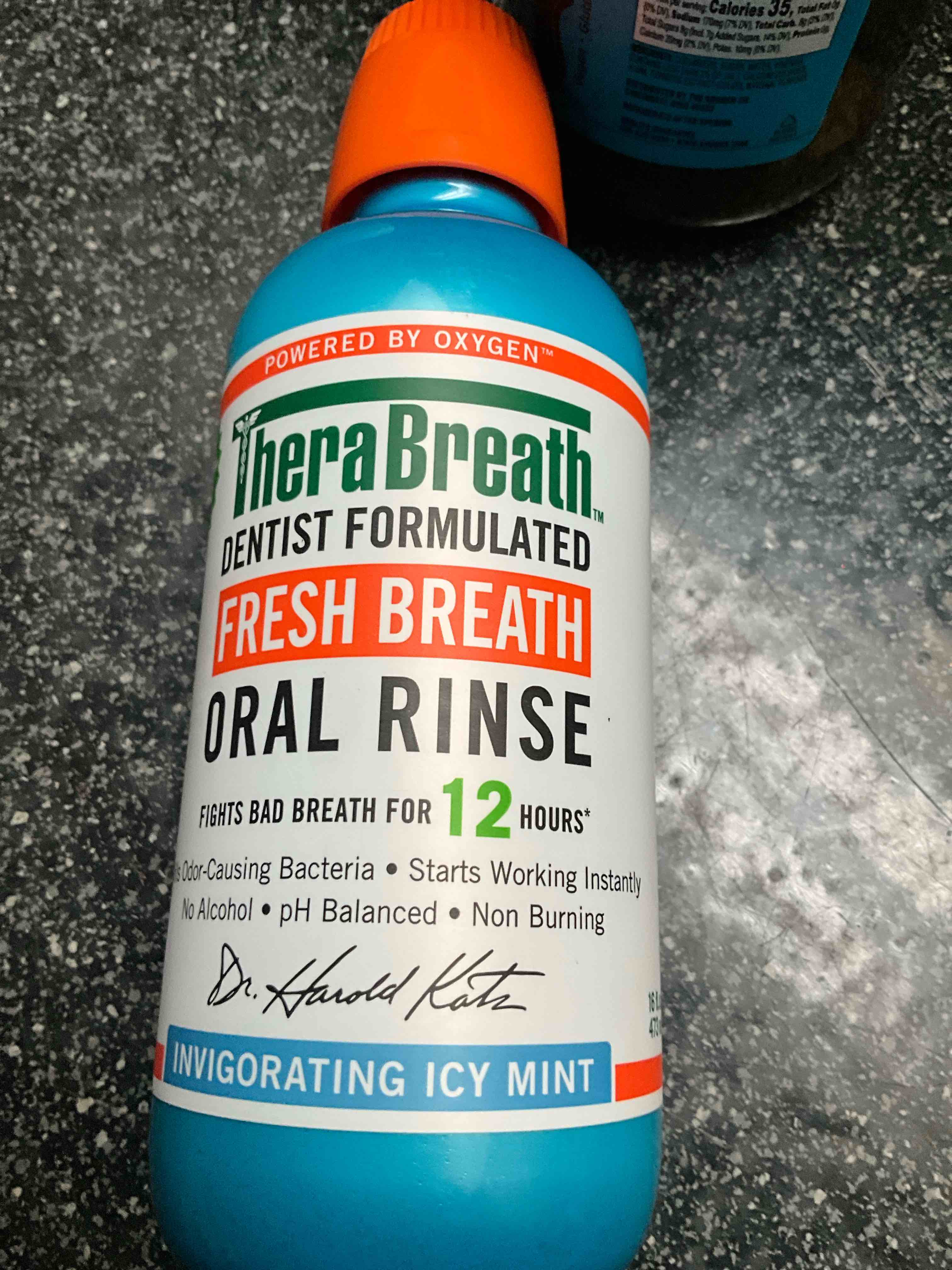 therabreath fresh breath mouthwash, icy mint flavor, alcohol-free, 16 fl oz