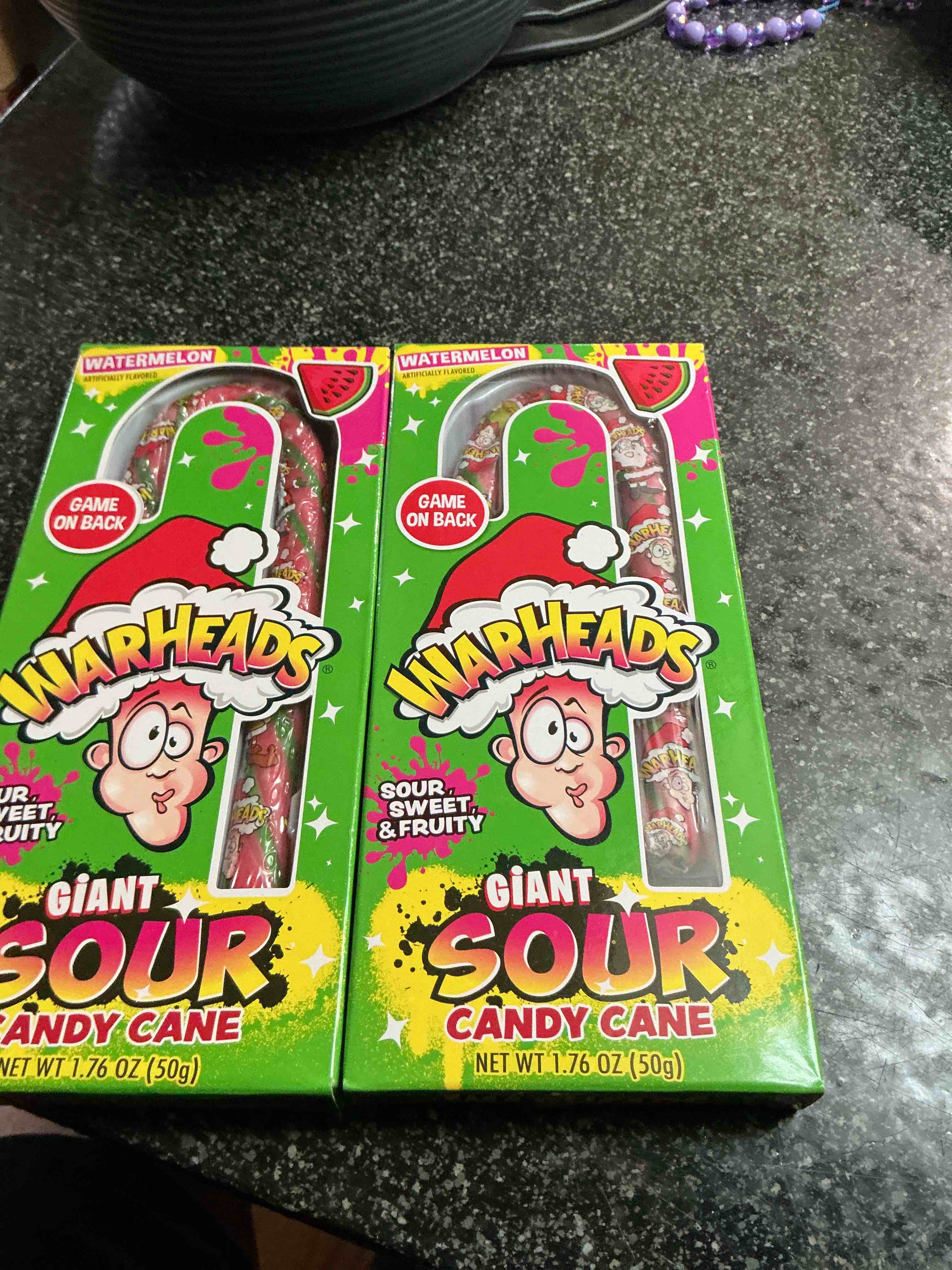 Warheads Watermelon Giant Sour  Candy Cane 1.75 Oz.