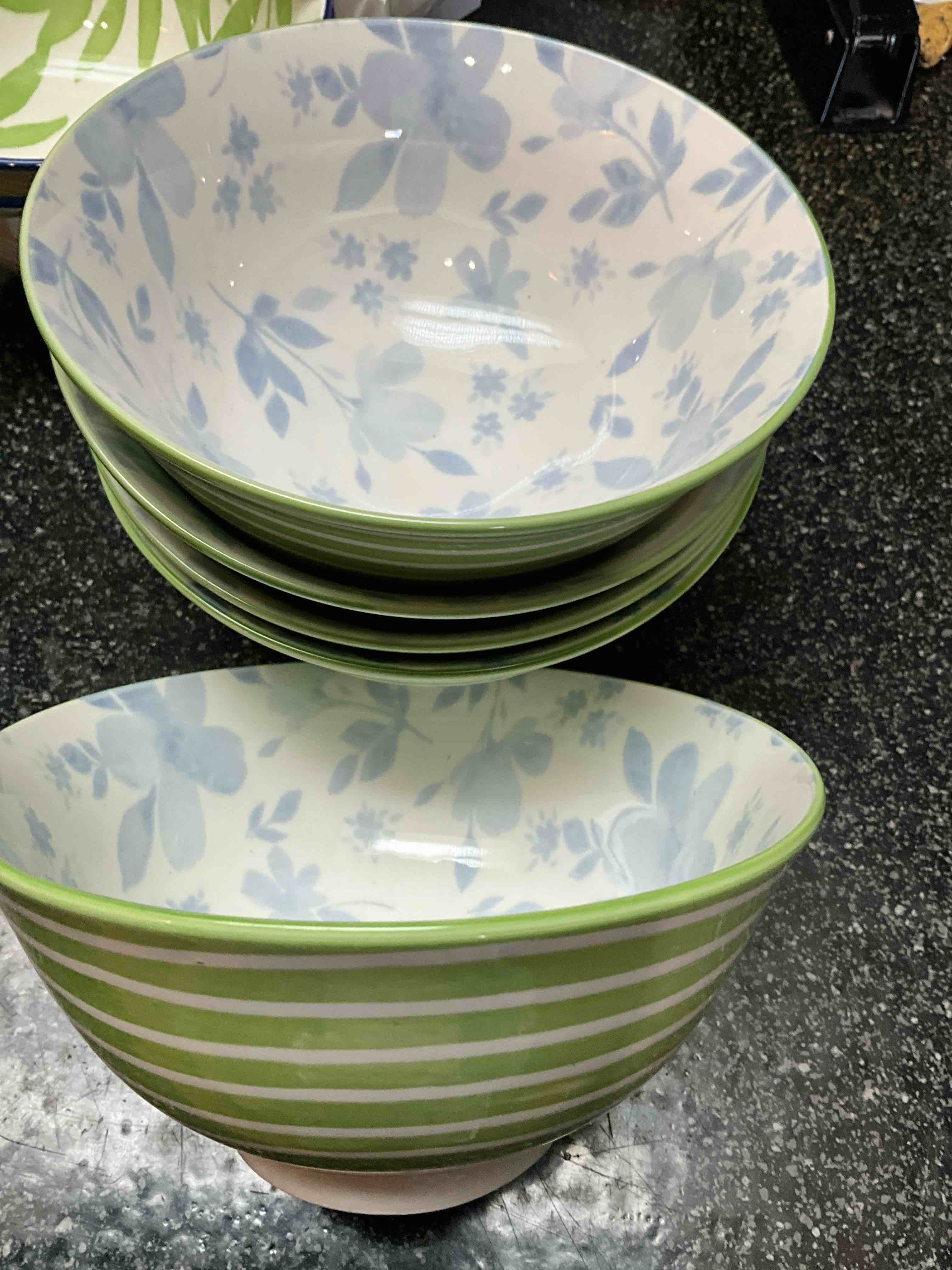 Green/White/Blue - Cereal Bowls 