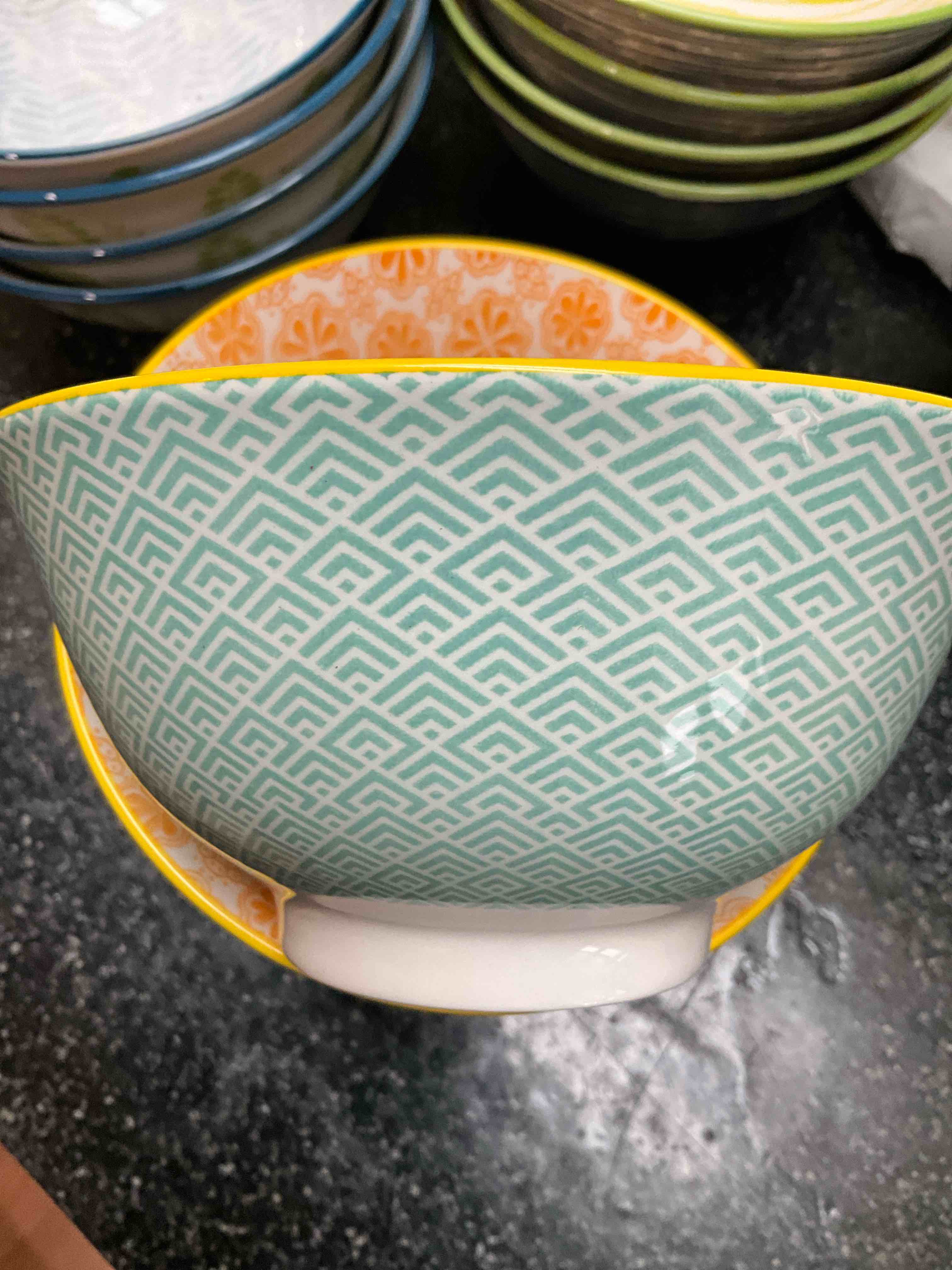 Green/White/Orange - Cereal Bowls