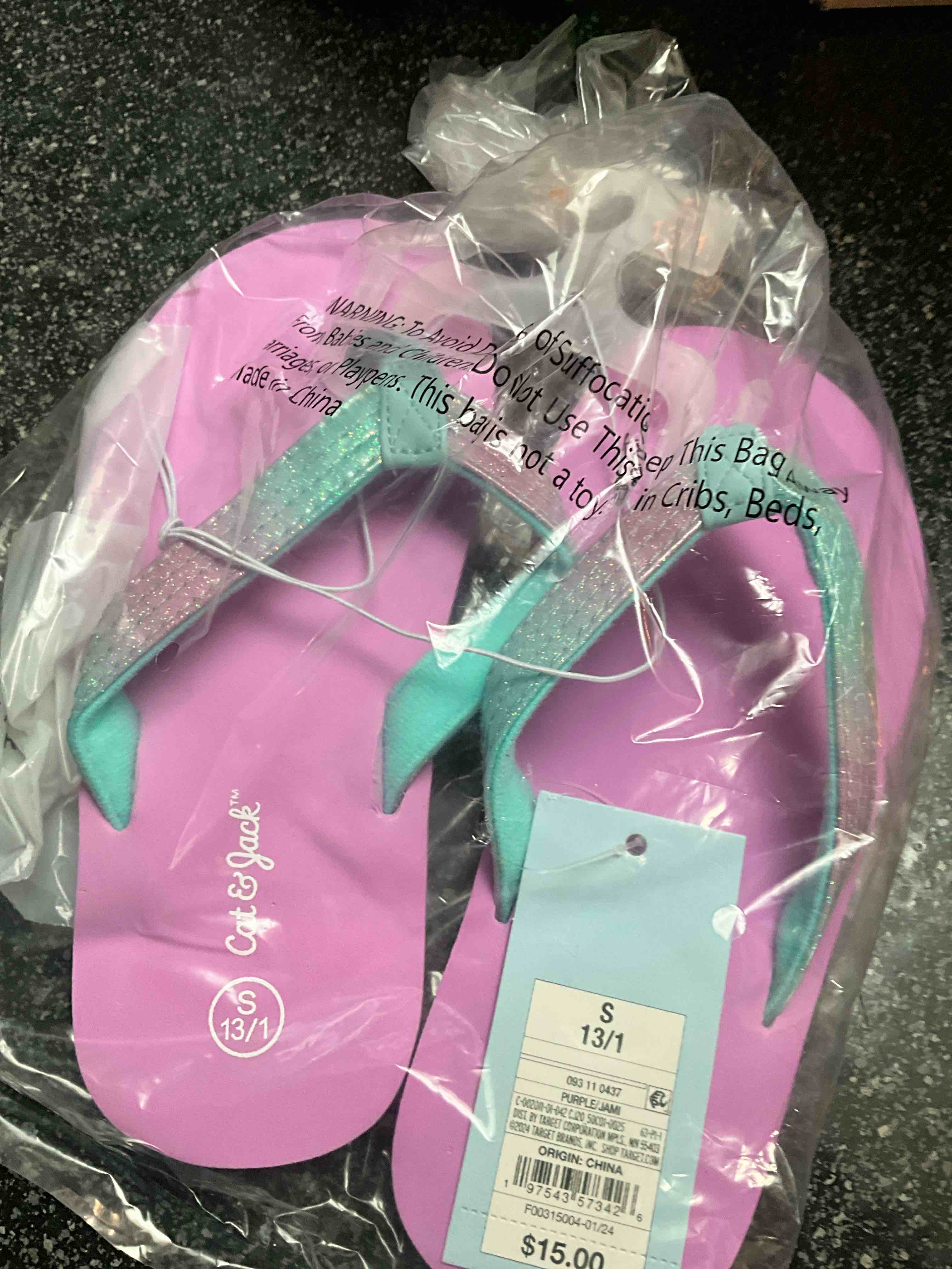 Cat & Jack - Flip Flops - Purple - Size 13/1 