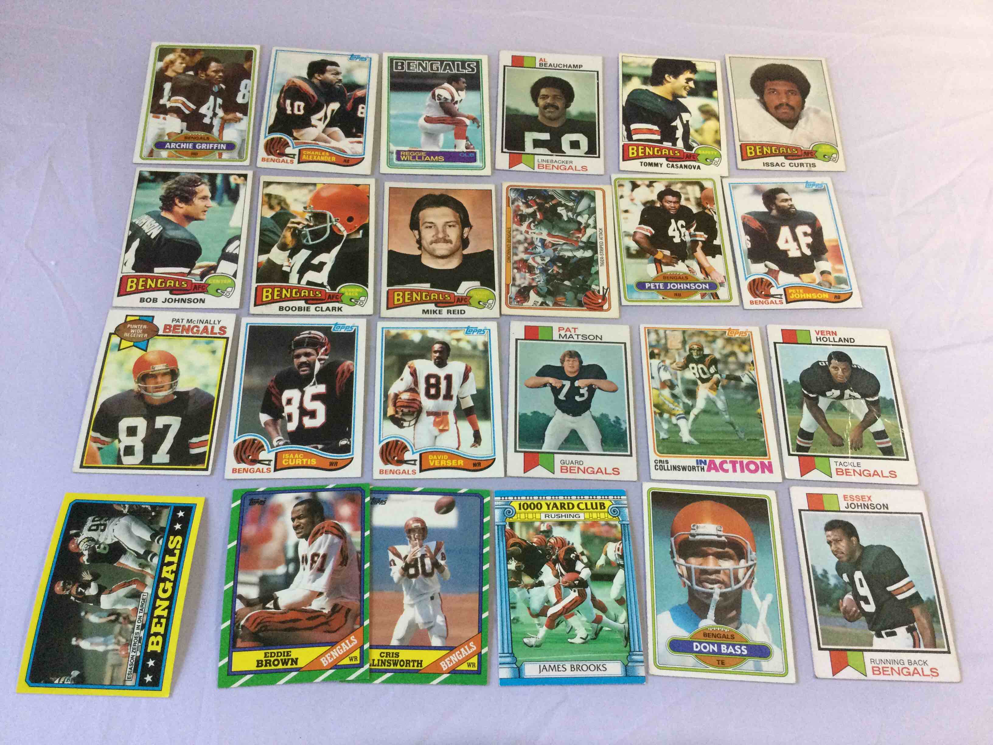 Lot of (24) Vintage (1973-1987) Cincinnati Bengals Football Cards