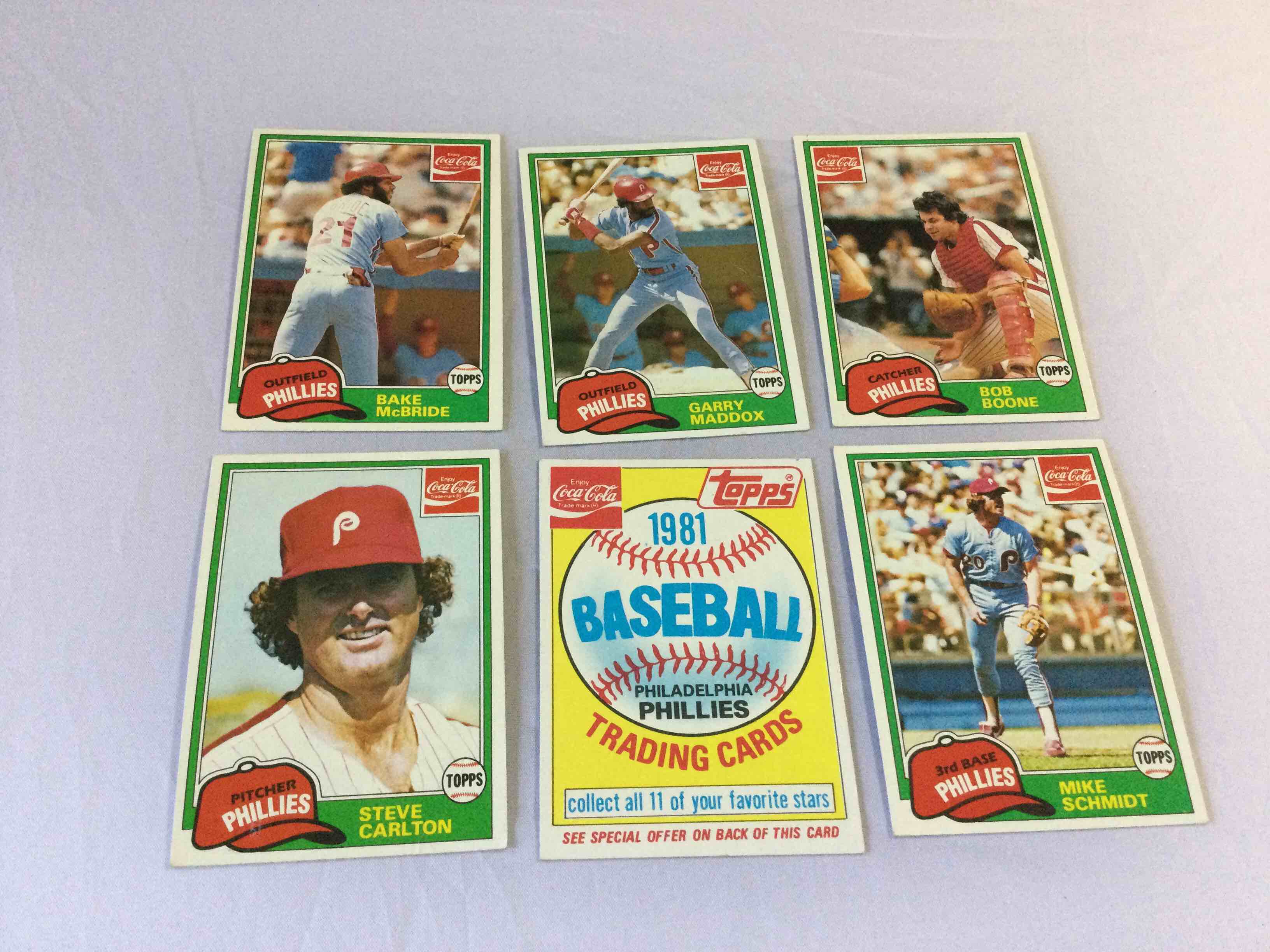 1981 Topps / Coca~Cola Philadelphia Phillies 5 Card Lot
