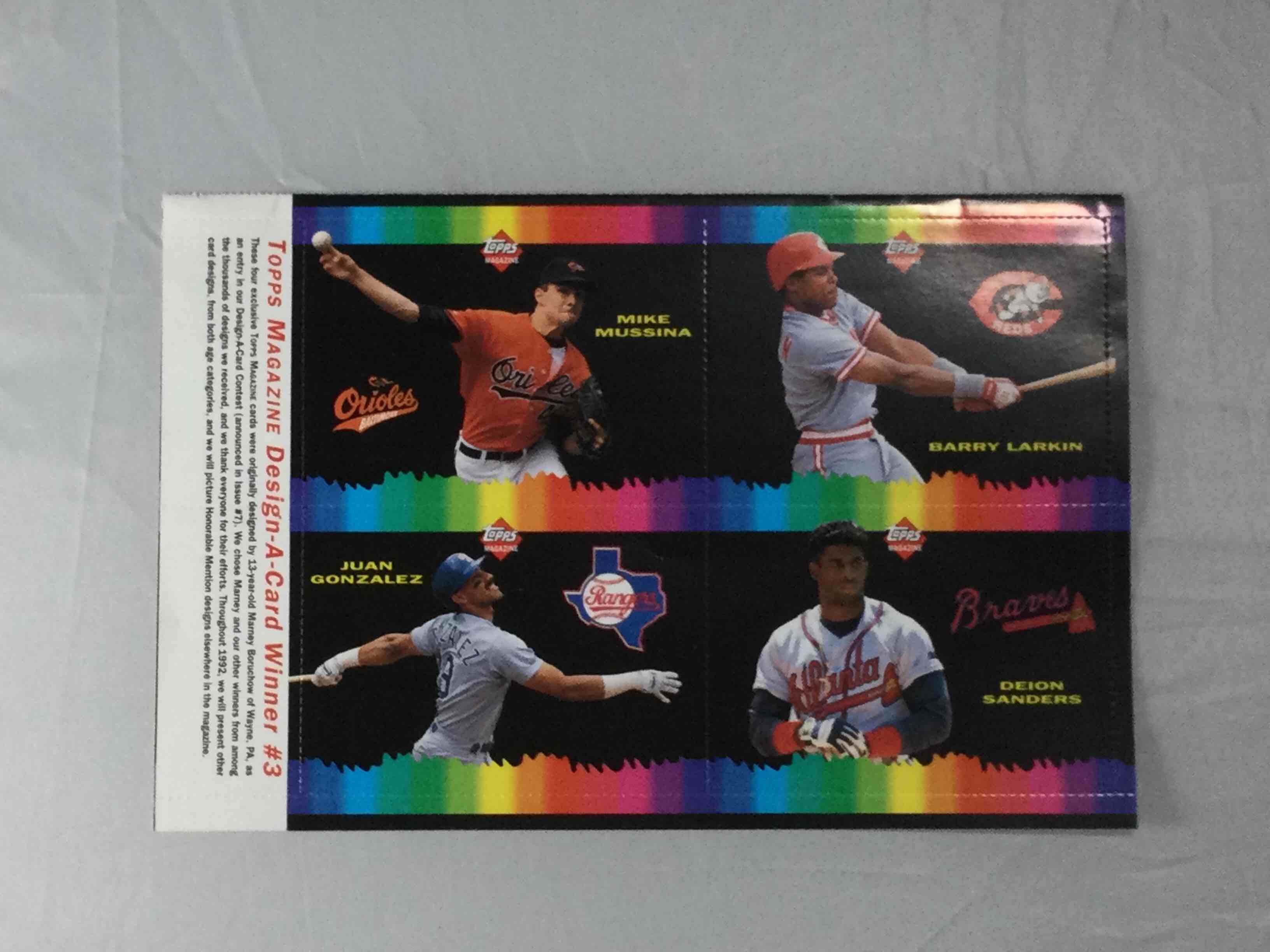 1992 Topps Magazine Design a Card Winner Complete Sheet #3 - Barry Larkin