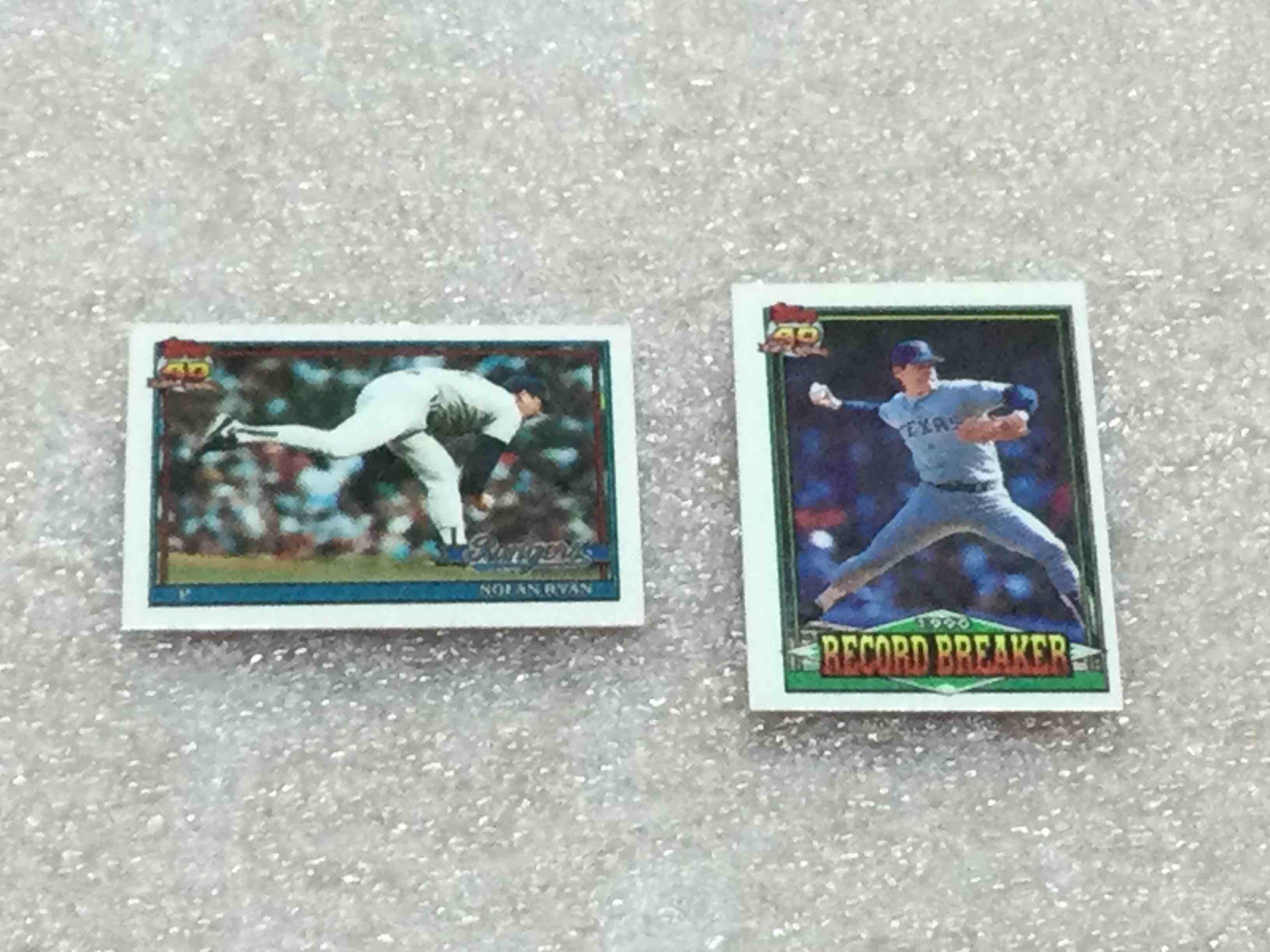Pair of 1991 Topps Mini Nolan Ryan Baseball Cards