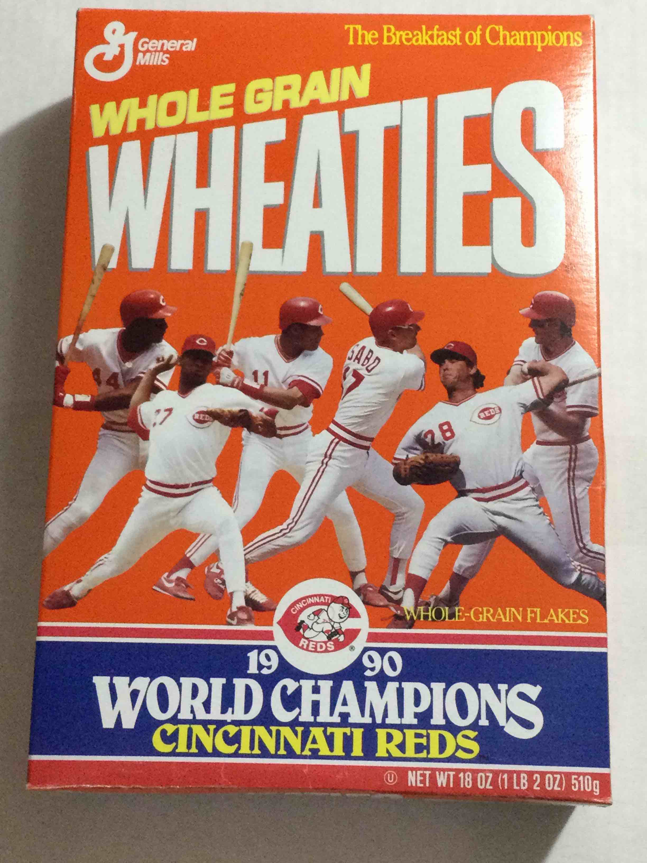 1990 Wheaties World Series Champion Cincinnati Reds Cereal Box - Empty