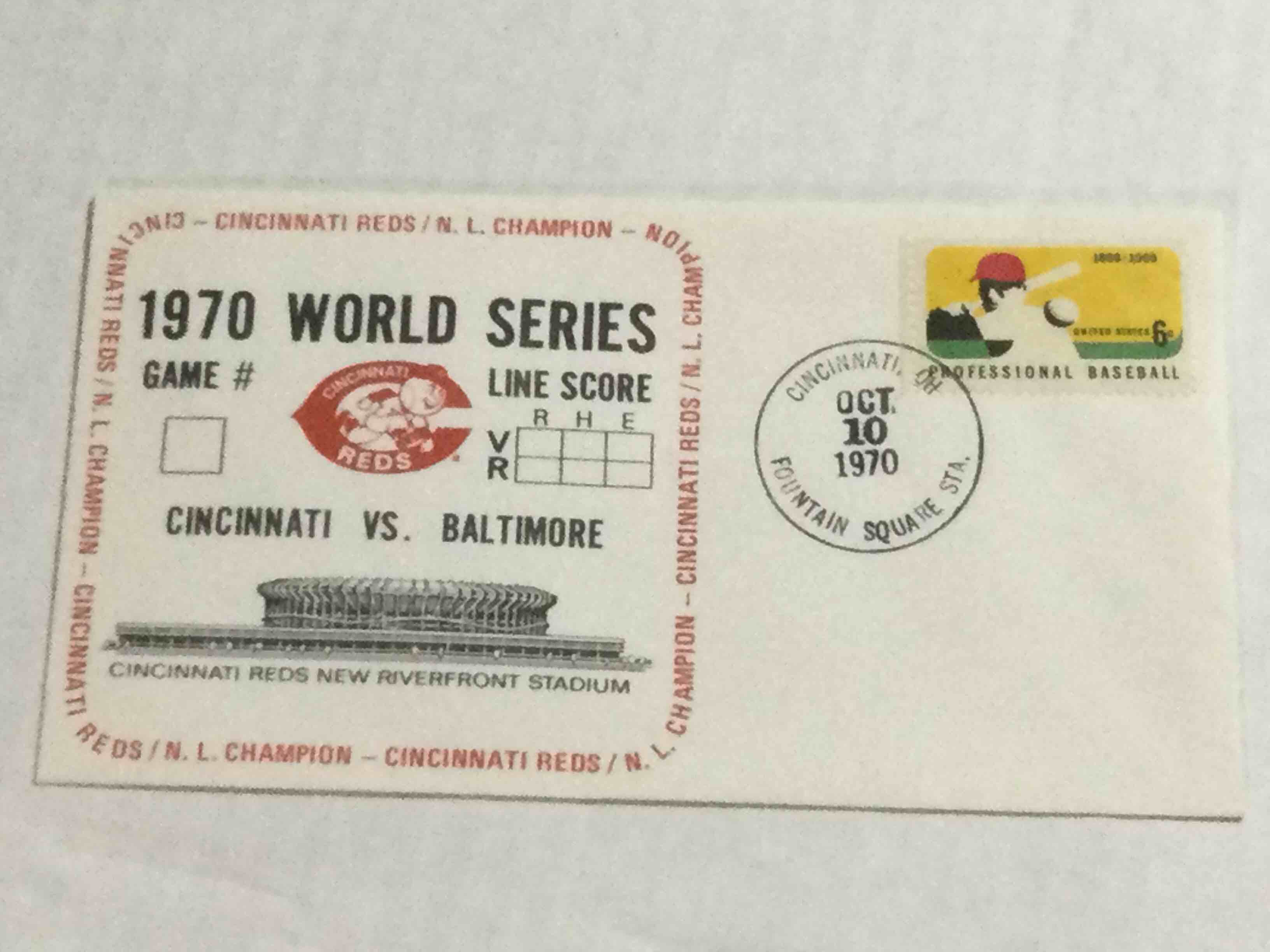 1970 Cincinnati reds World Series Game 1 Cachet