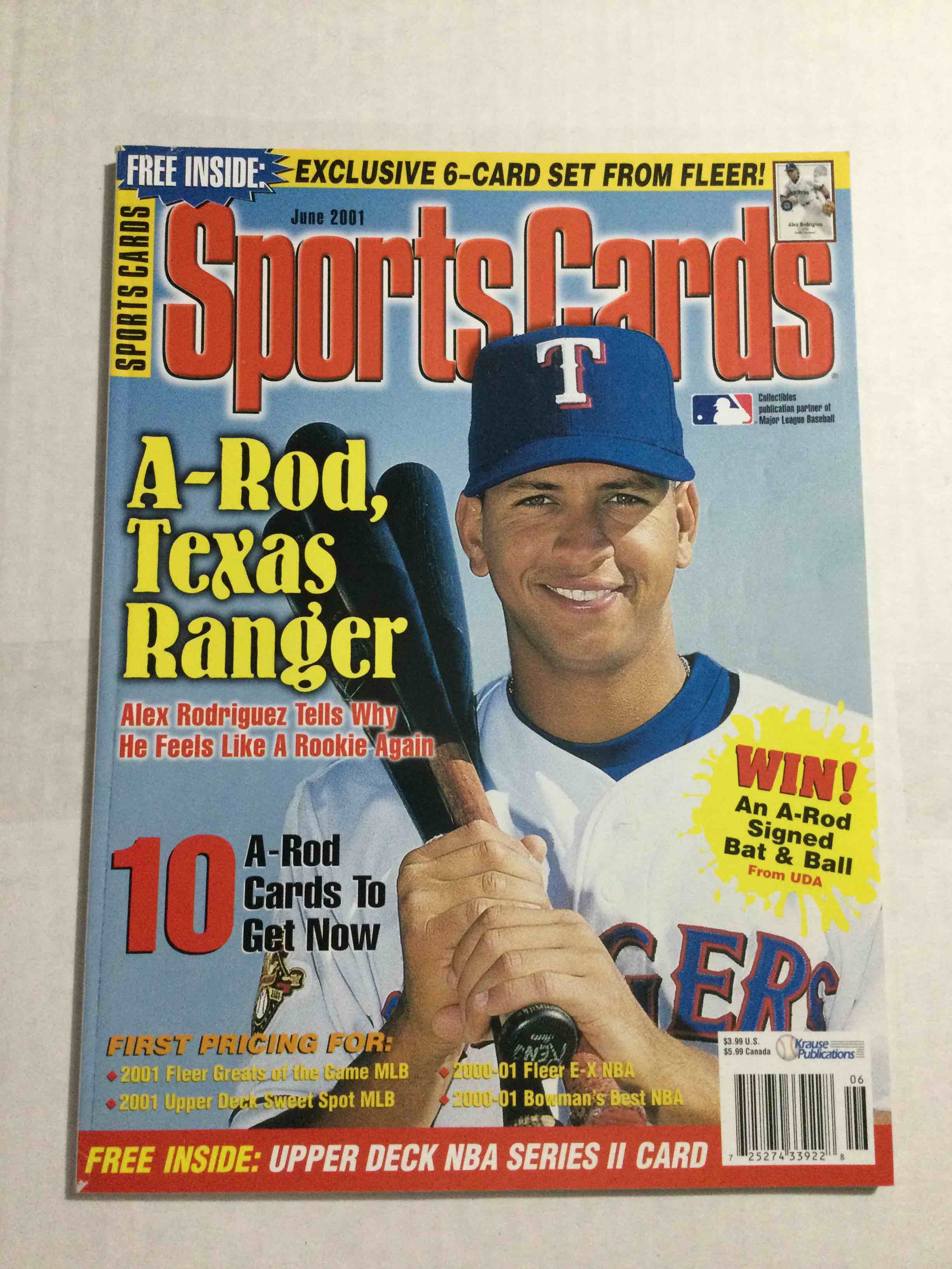 June 2001 Sports Card Magazine - Sheet of Fleer Cards Inside