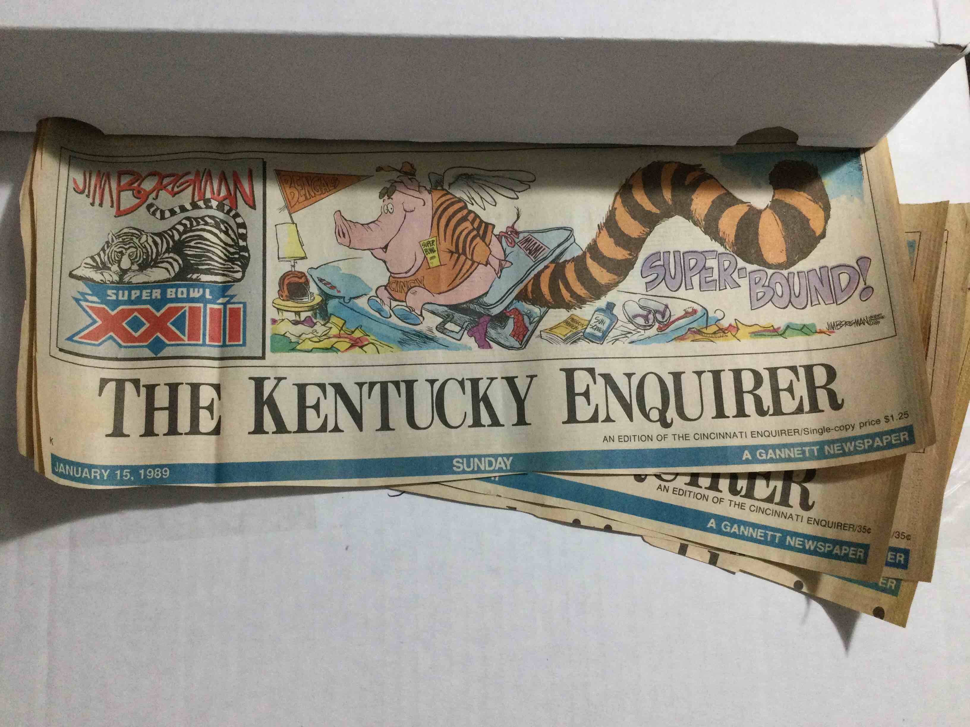 Lot of (6) 1989 Bengals Super Bowl Jim Borgman Sketch Clippings