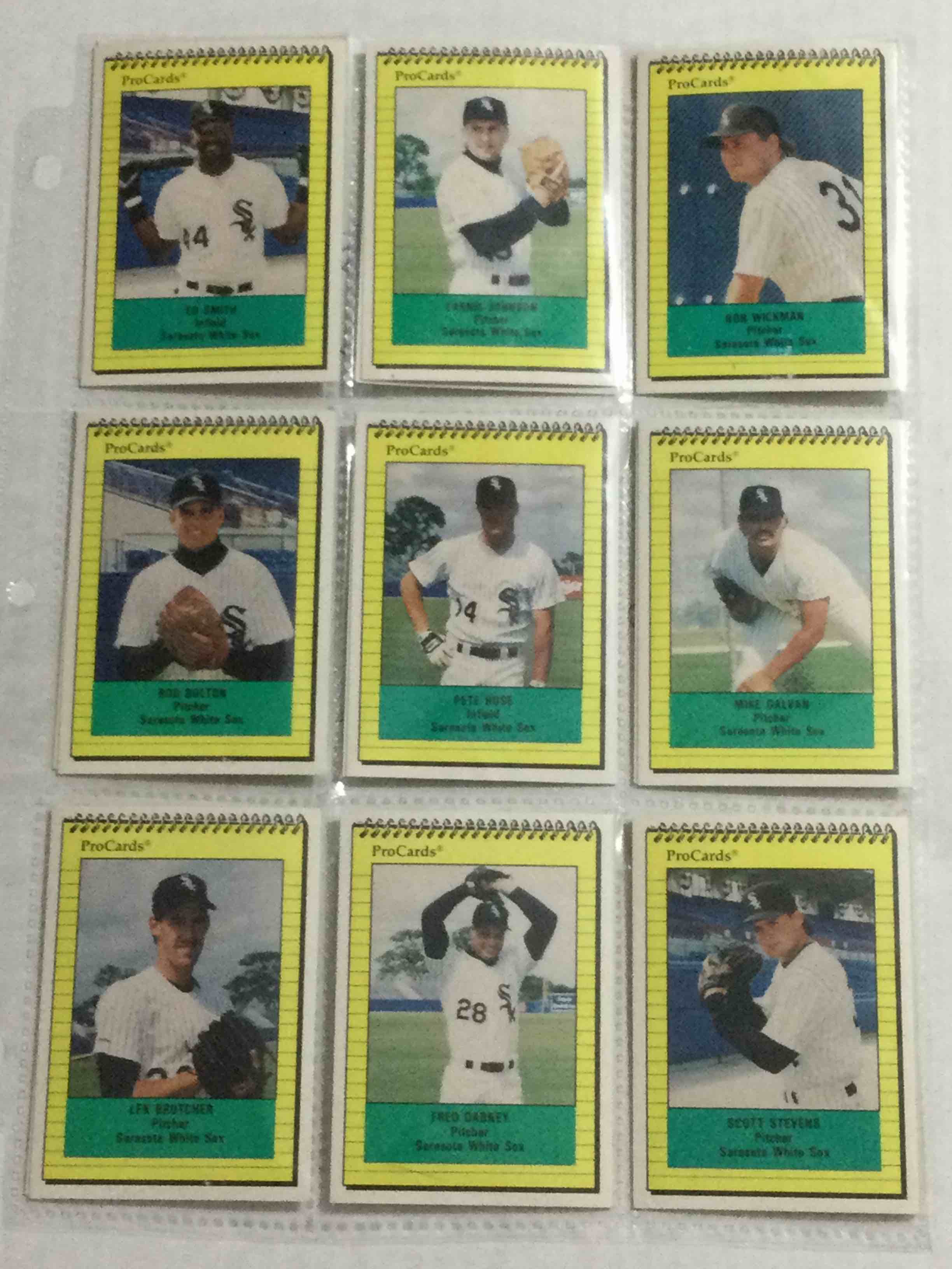 1990 Subway Restaurants Pro Cards Sarasota White Sox Lot of (18) Minor League Cards