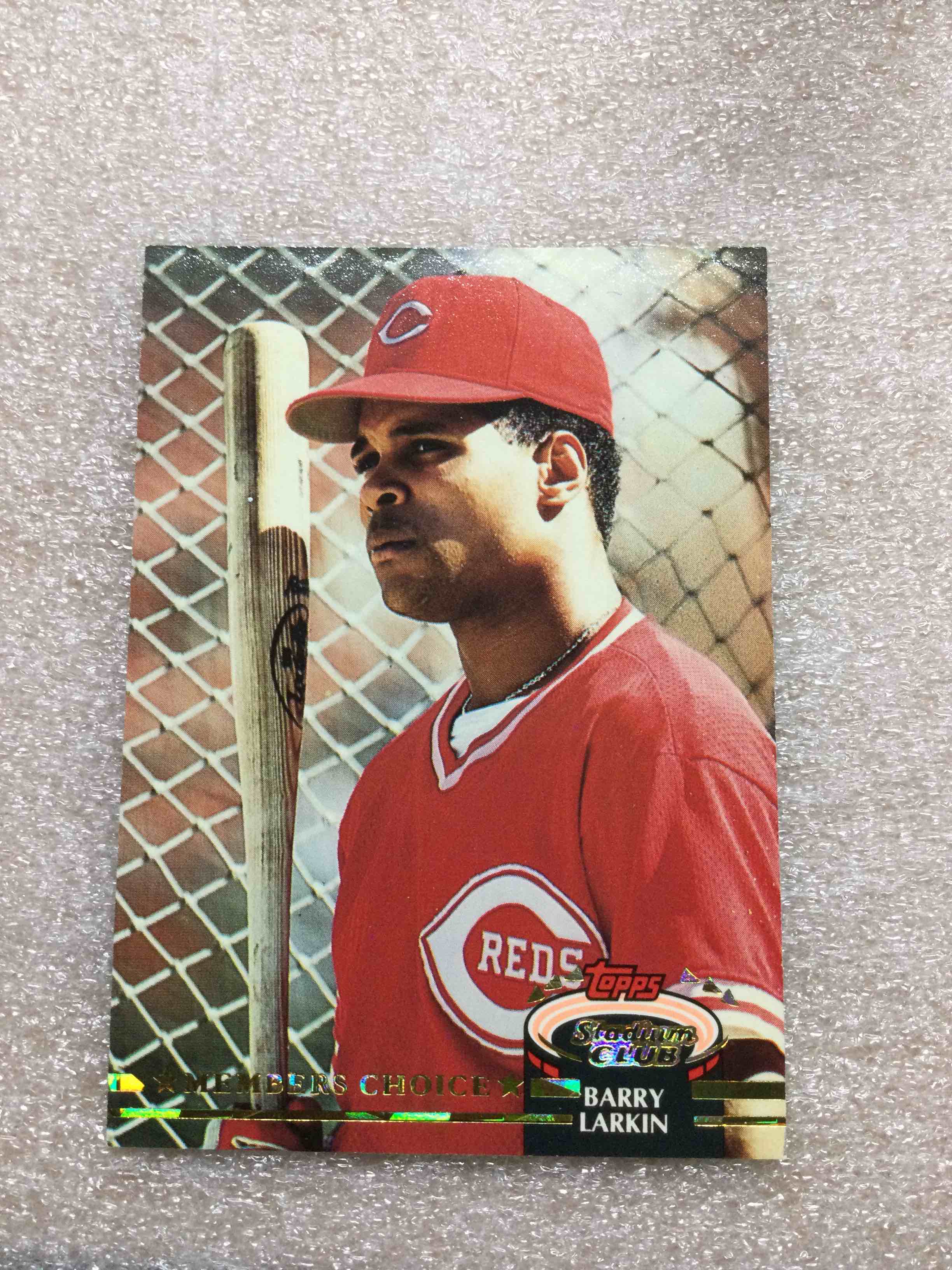 1992 stadium club barry larkin “member’s choice” baseball card