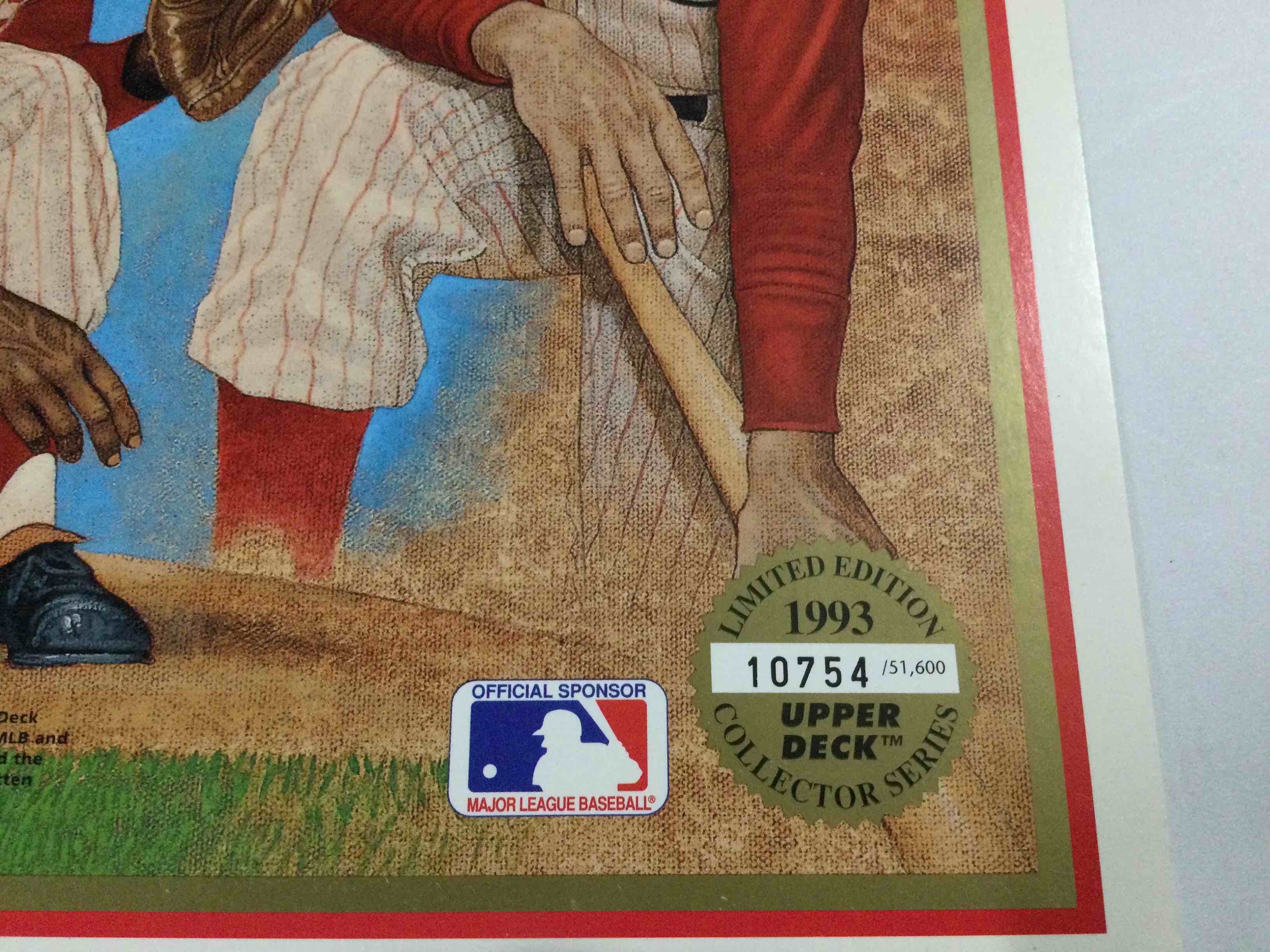 Condition photo showing Good Condition for 1993 Upper Deck Heroes of Baseball Limited Edition 8.5 x 11 Card