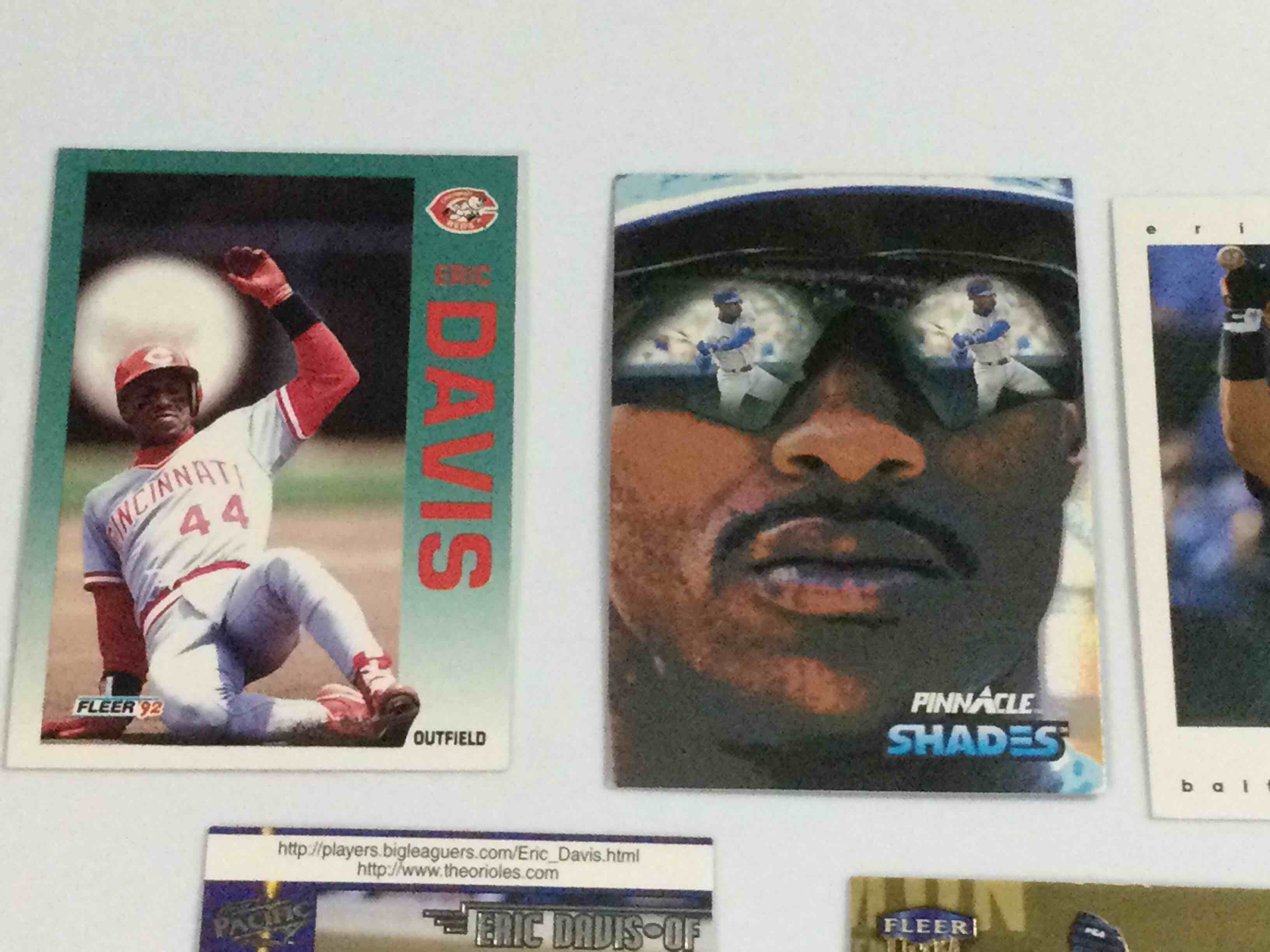 Condition photo showing Good Condition for Lot of (7) Different Eric Davis Baseball Cards