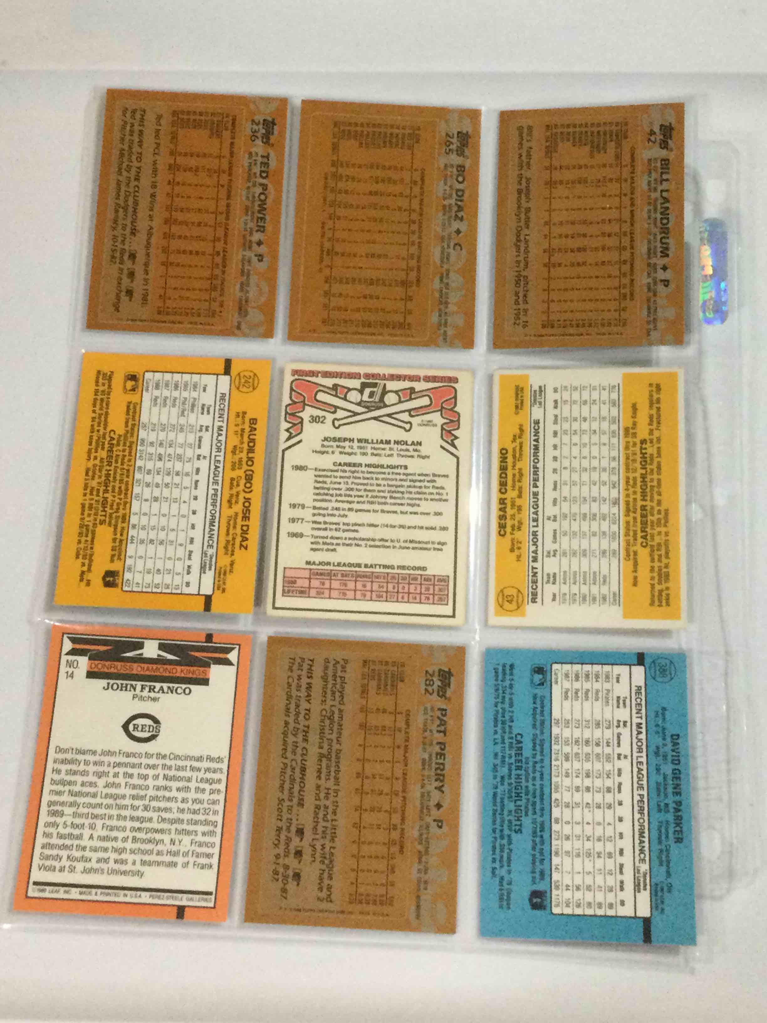 Condition photo showing Good Condition for Lot of (9) Vintage Cincinnati Reds Baseball Cards