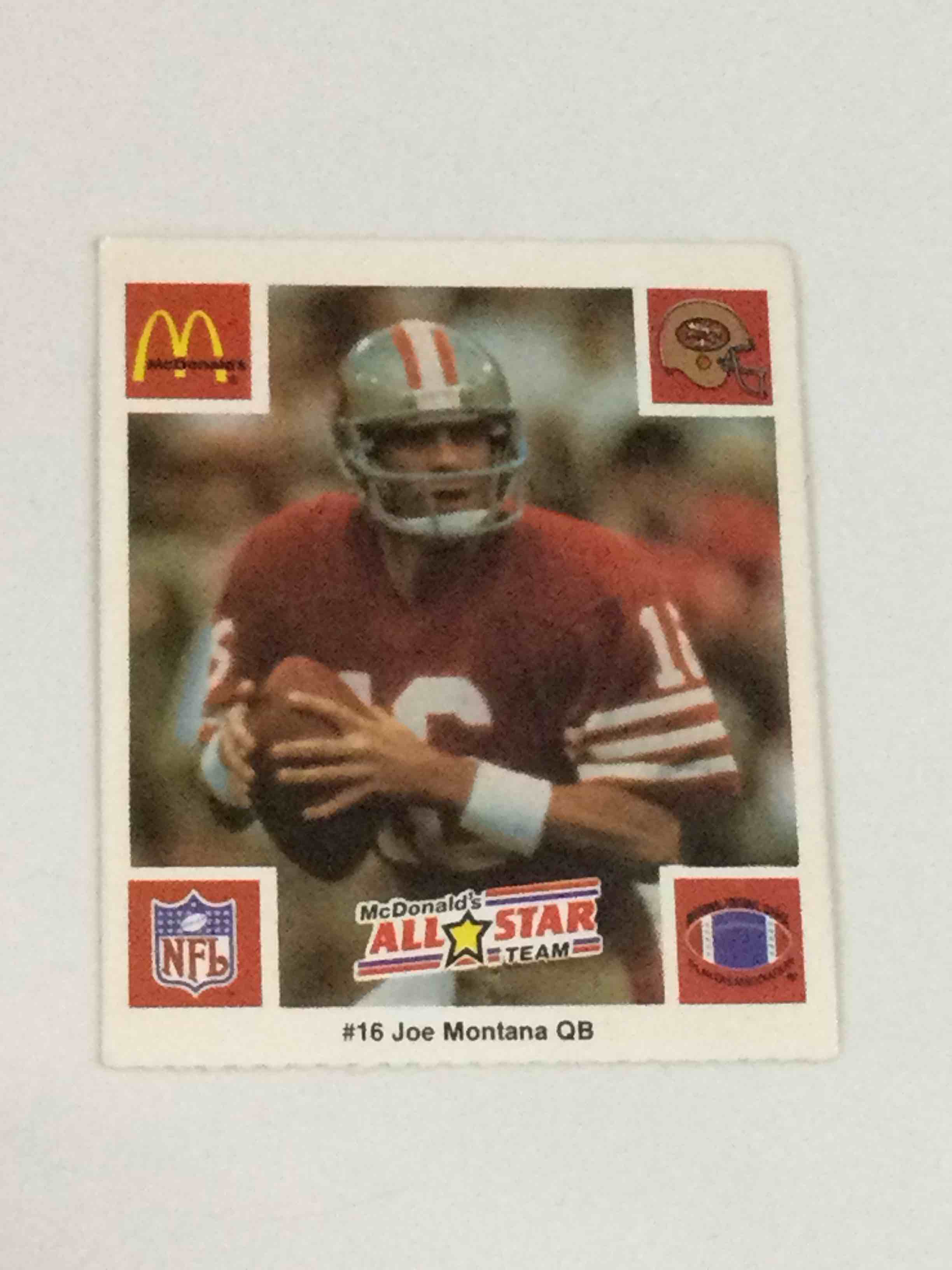 1986 McDonald’s All-Stars Joe Montana Football Card