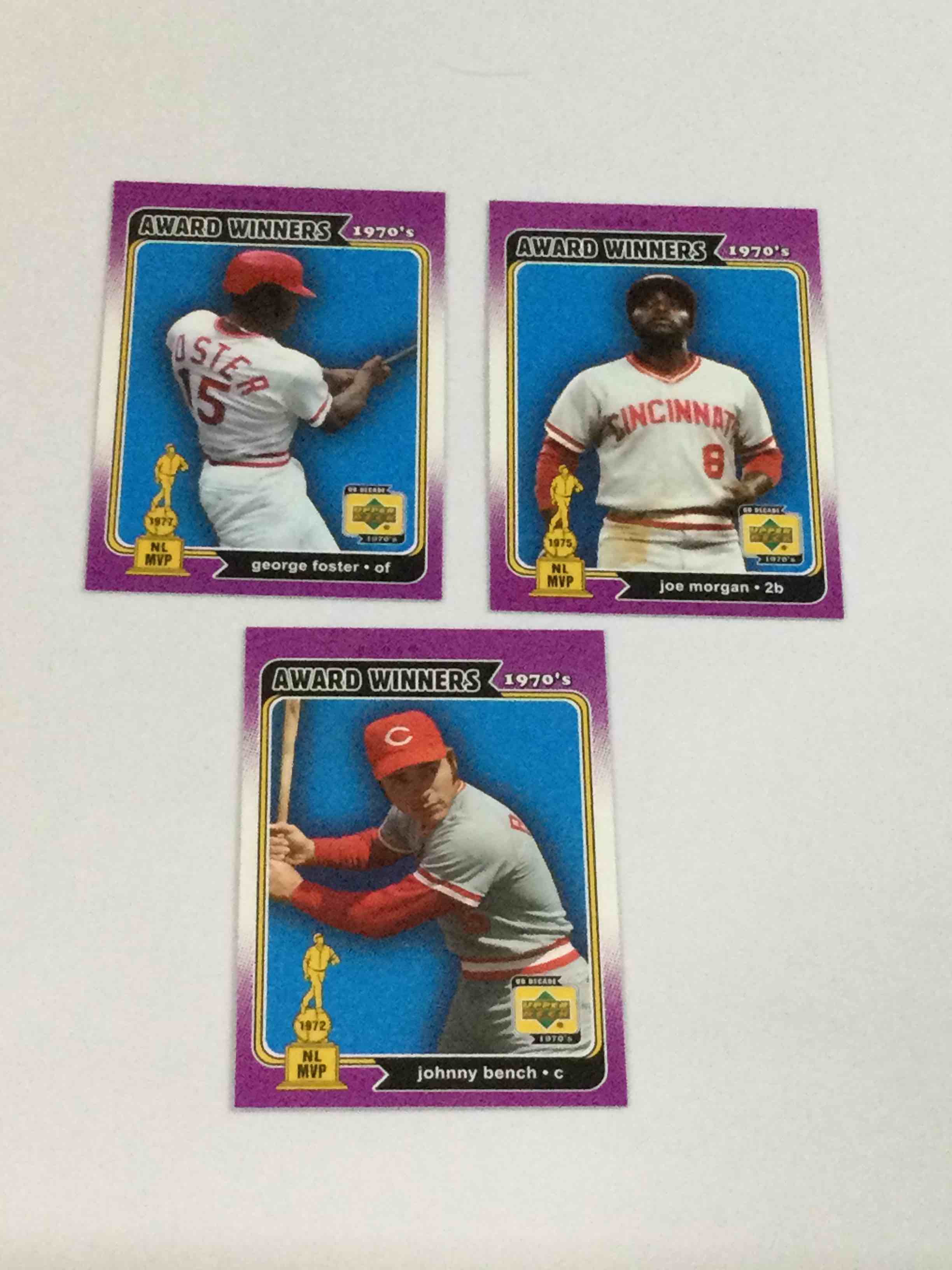 Upper Deck Decade 1970’s Award Winners Cincinnati Reds Trio - Bench!