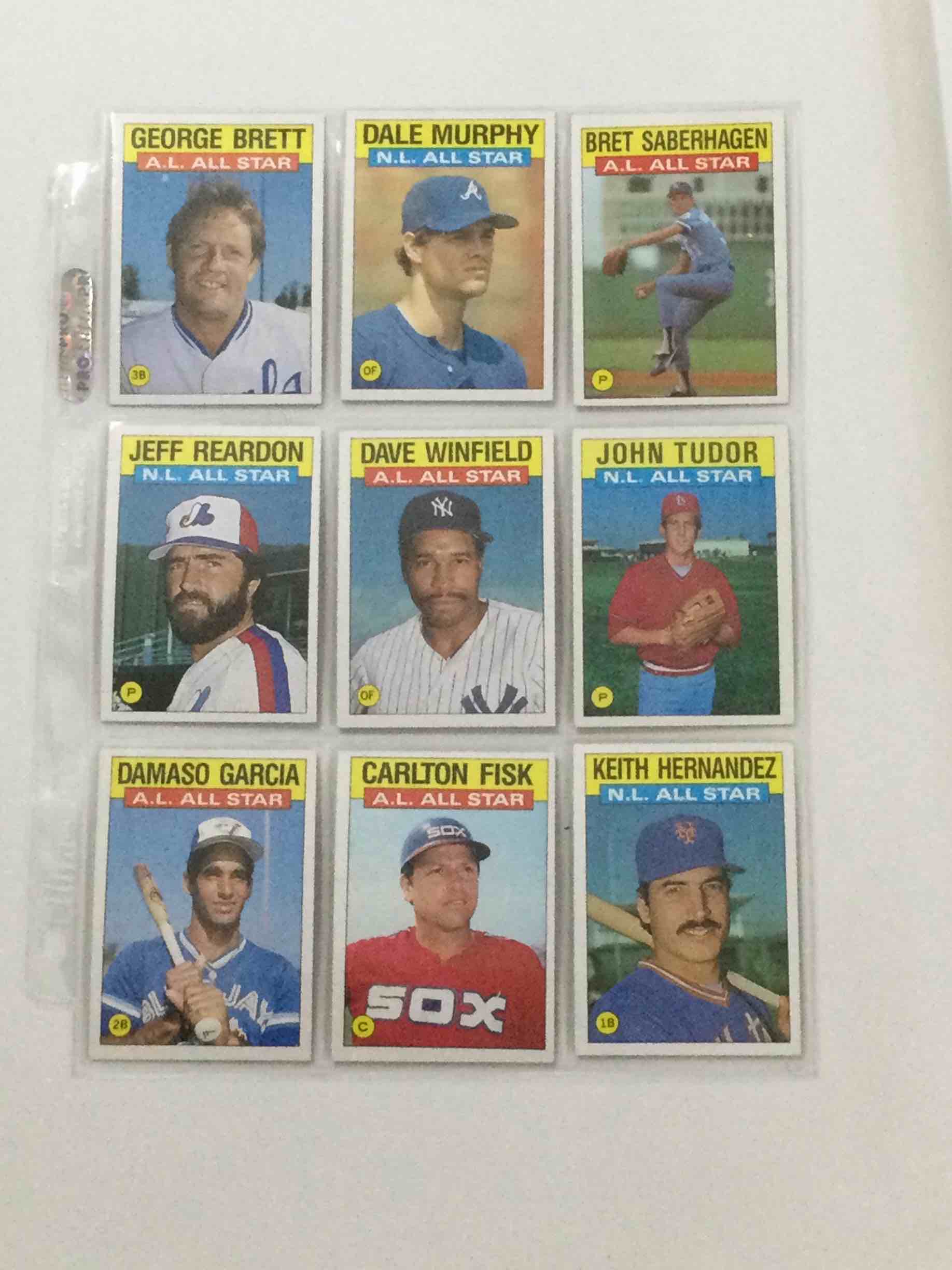 Lot of (6) 1986 Topps All-Star Baseball Cards