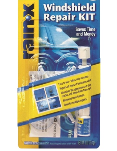 Rain-X 600001 Windshield Repair Kit - Quick And Easy Durable Resin Based Kit for Chips and Cracks, Good For Round Damage Below 1" In Diameter And Cracks Smaller Than 12" In Length, BLUE,YELLOW