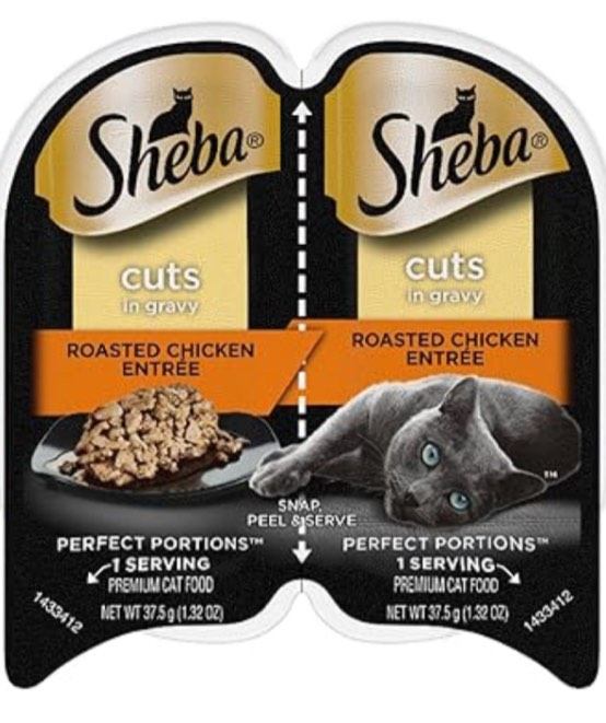 Sheba Perfect Portions Wet Cat Food Cuts in Gravy With Roasted Chicken Entree, 2.6 oz., Twin-Pack Trays