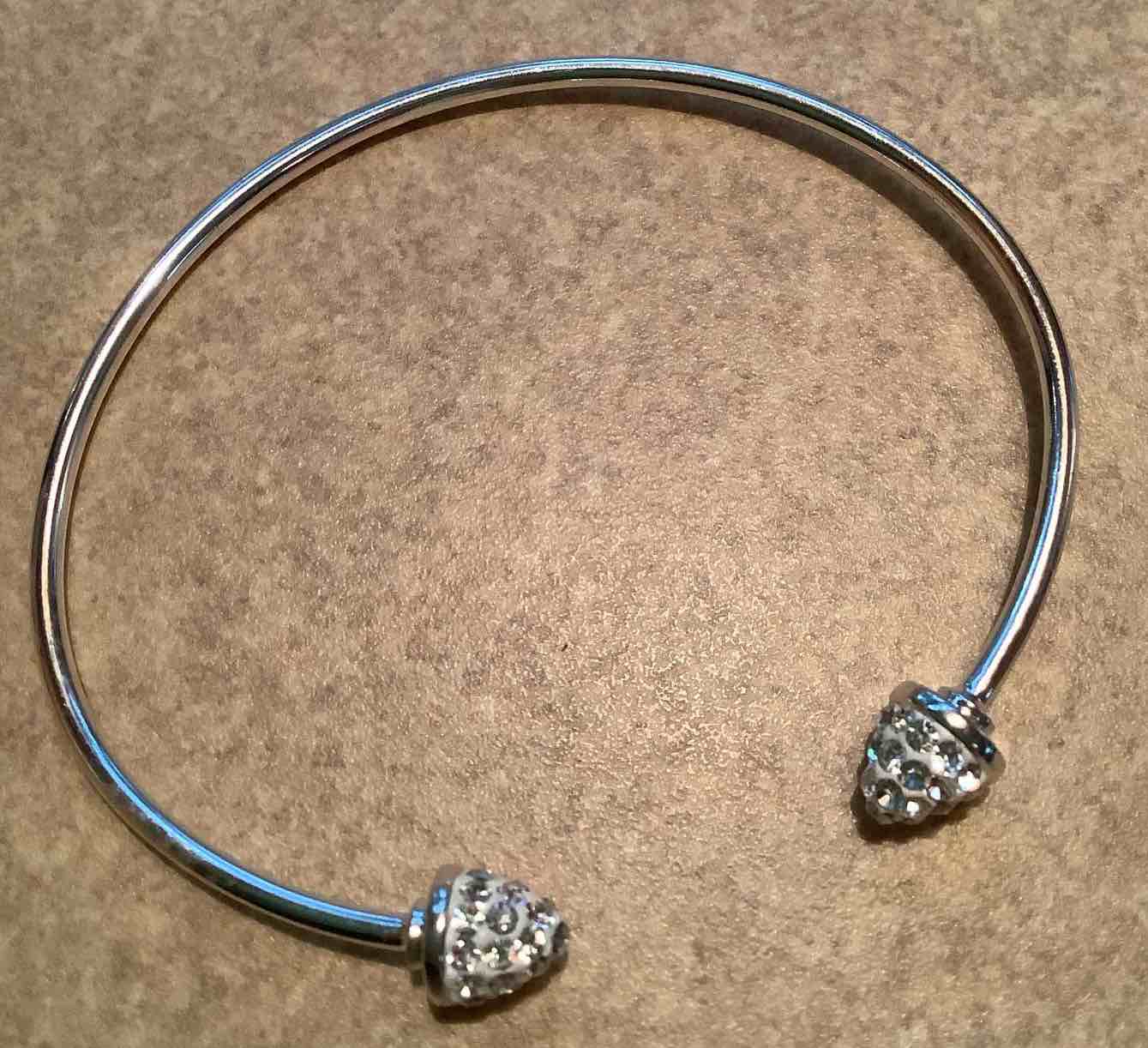Cubic Zirconia Cuff Bracelet Fine Silver Plated 