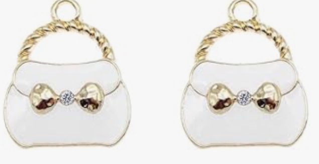 10 pcs Mixed Colors (Only Black & White) Fashion Women Purse Bag Enamel Pendants Charms Gold Plated Ornaments for Necklace Bracelet Earring DIY Jewellery Making Supplies