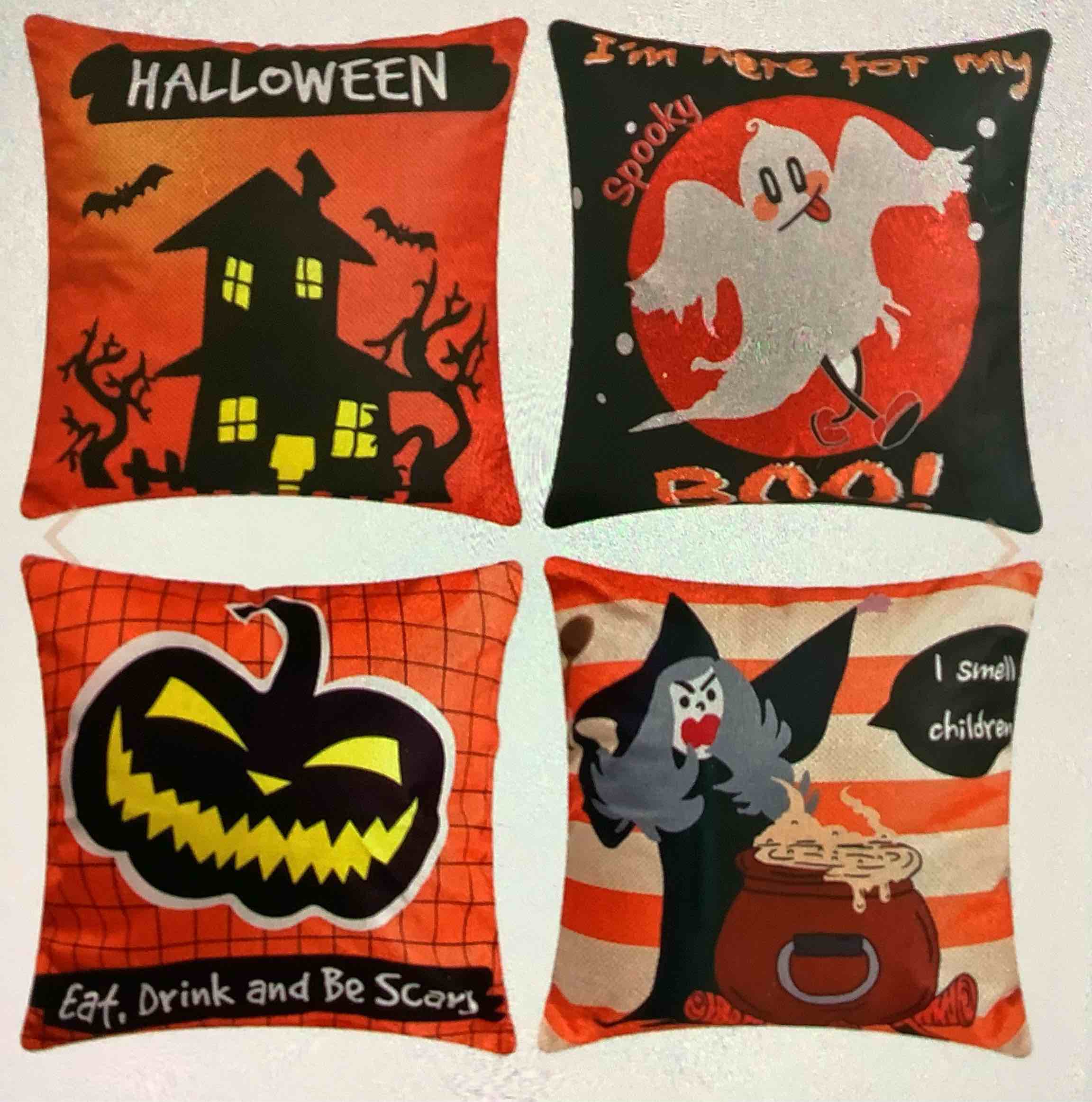Halloween Pillow Covers Set on 4 Size 18” x 18”