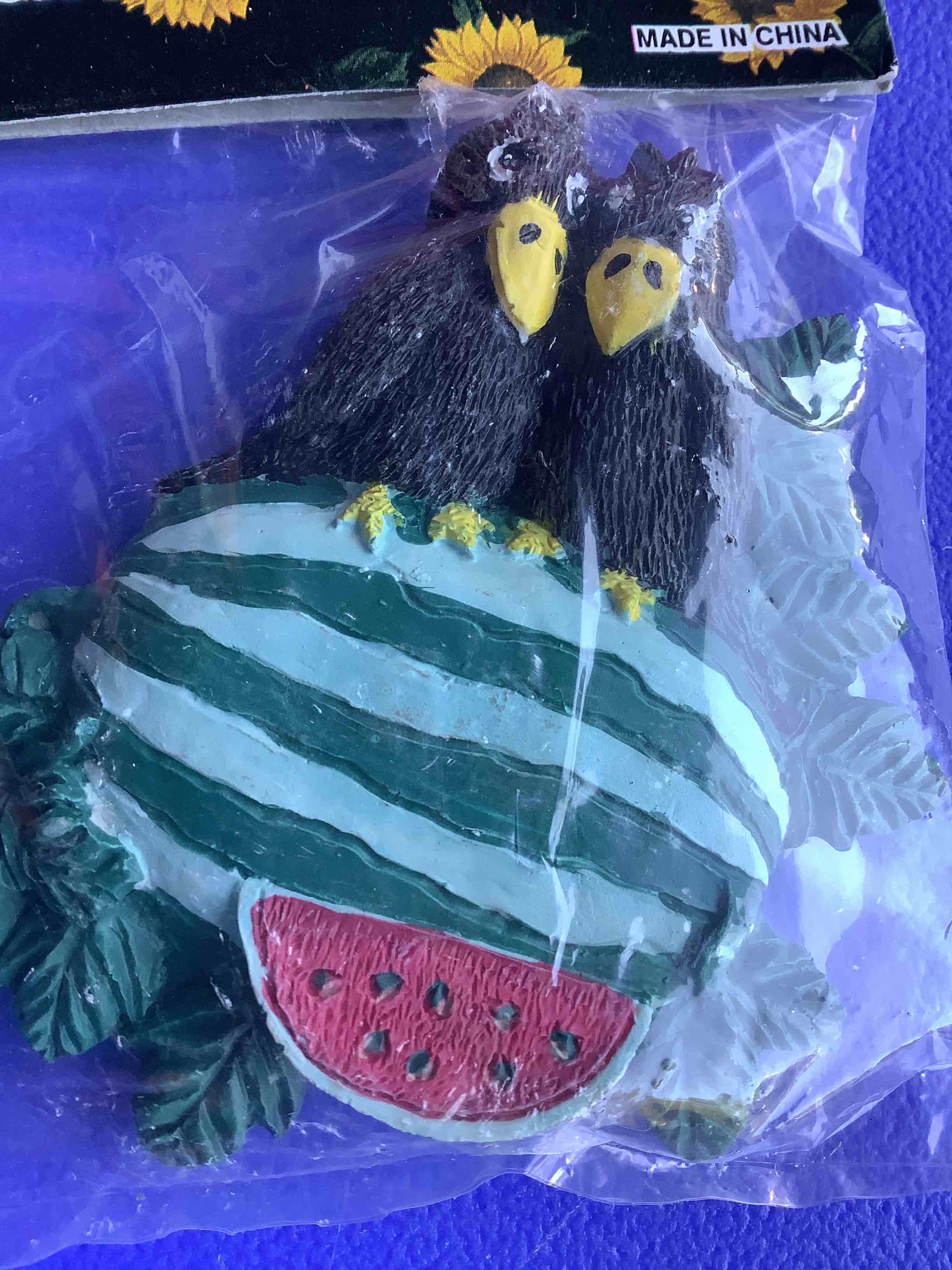 Hermitage Pottery COUNTRY CROW MAGNETS Hand Painted Polystone 