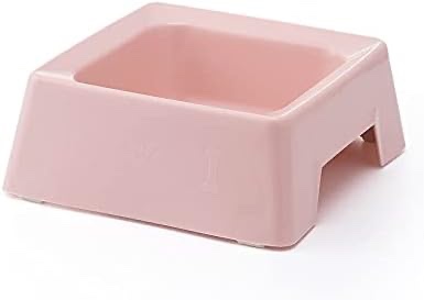 Pink Square Plastic Non-Skid Pet Dish 8”
